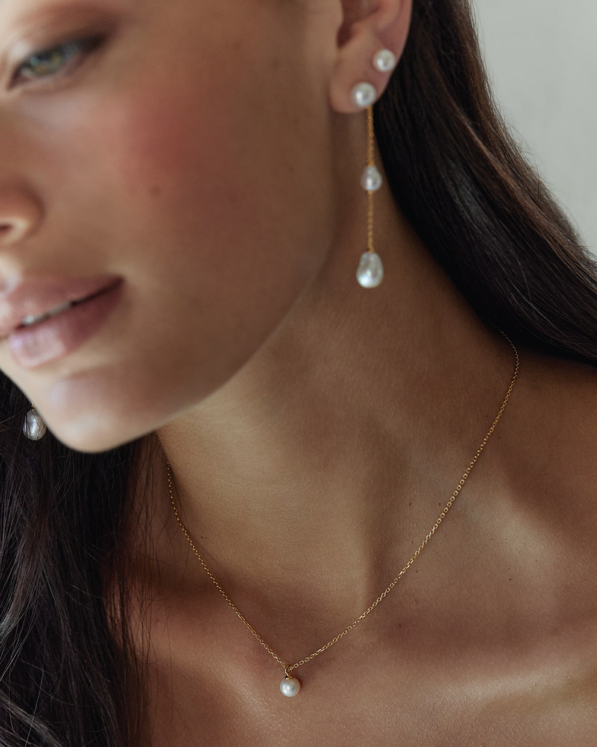 18K Gold Vermeil Floating Pearl Necklace - Elegant Dainty Jewelry for Women, Perfect for Weddings, Parties & Everyday Wear