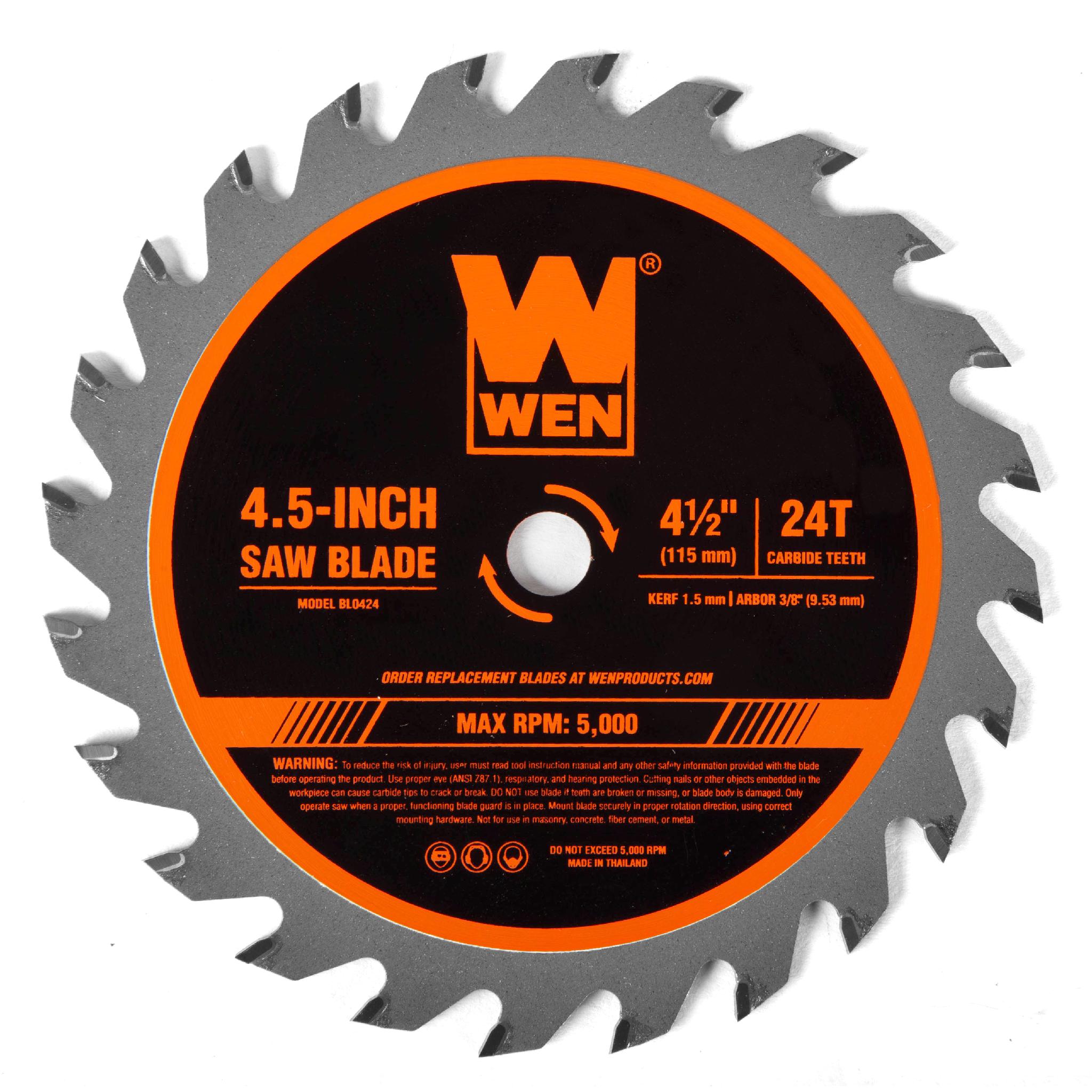 WEN BL0424 4-1/2 Inch 24 Tooth Woodworking Saw Blade for Compact & Mini Circular Saws - 3 Pack - Perfect for DIY Projects, Wood Cutting, and Home Renovations