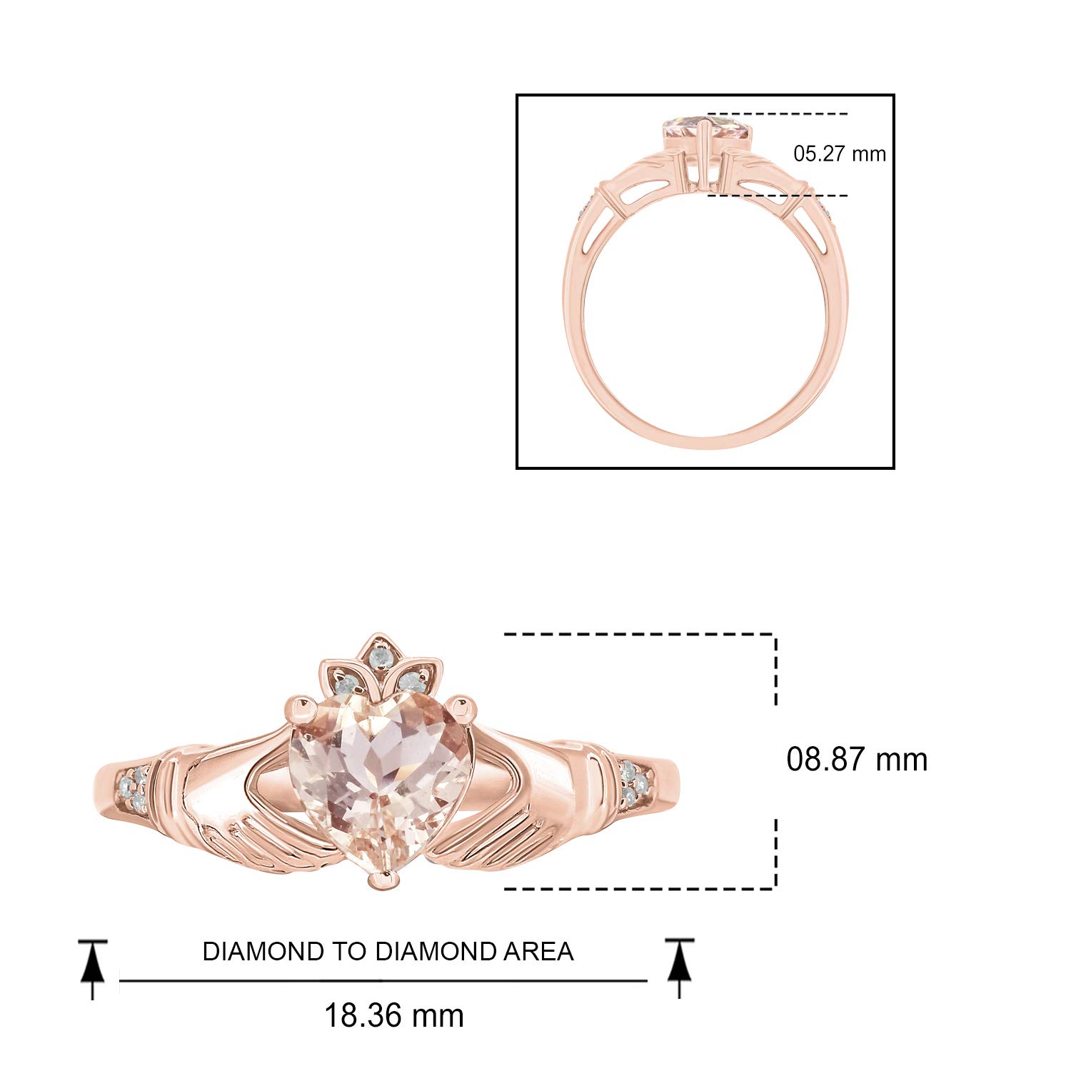 10K Gold Women's Diamond Accent & Colored Stone Ring - Claddagh Love, Friendship & Loyalty Fashion Ring in Yellow, Rose or White Gold | Perfect for Gifts, Anniversaries & Special Occasions