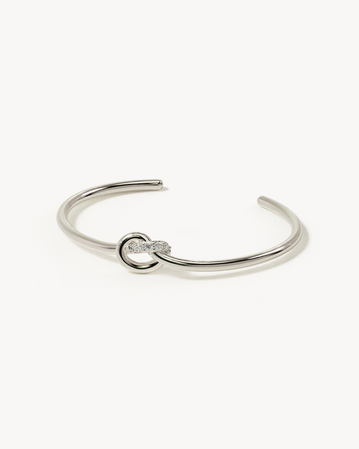 Sterling Silver Love Knot Cuff Bracelet with Lab-Grown Diamonds - Elegant Jewelry for Weddings, Anniversaries & Romantic Gifts