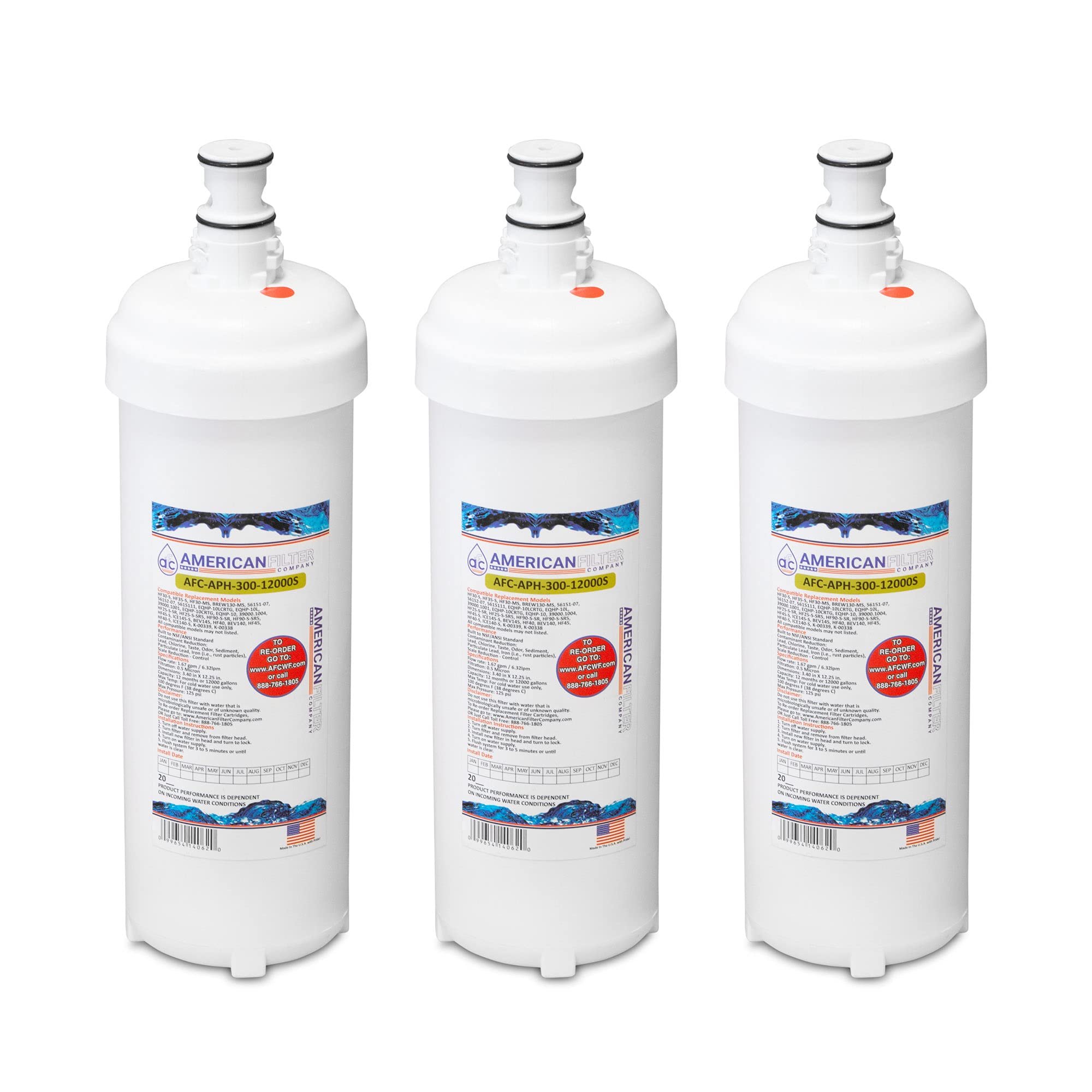 AFC Water Filter Replacement for Bunn EQHP-10L - Model AFC-APH-300-12000SK - 3 Pack - High Performance Filtration for Coffee Machines & Commercial Use
