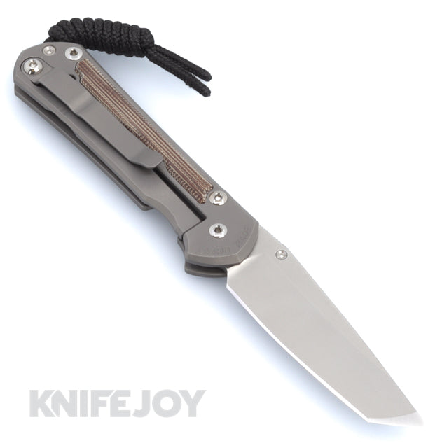 Chris Reeve Knives Small Sebenza 31 Tanto Folding Knife - MagnaCut Blade, Glass Blasted Titanium Handles with Natural Canvas Micarta Inlay | EDC, Outdoor Survival, Camping & Tactical Use