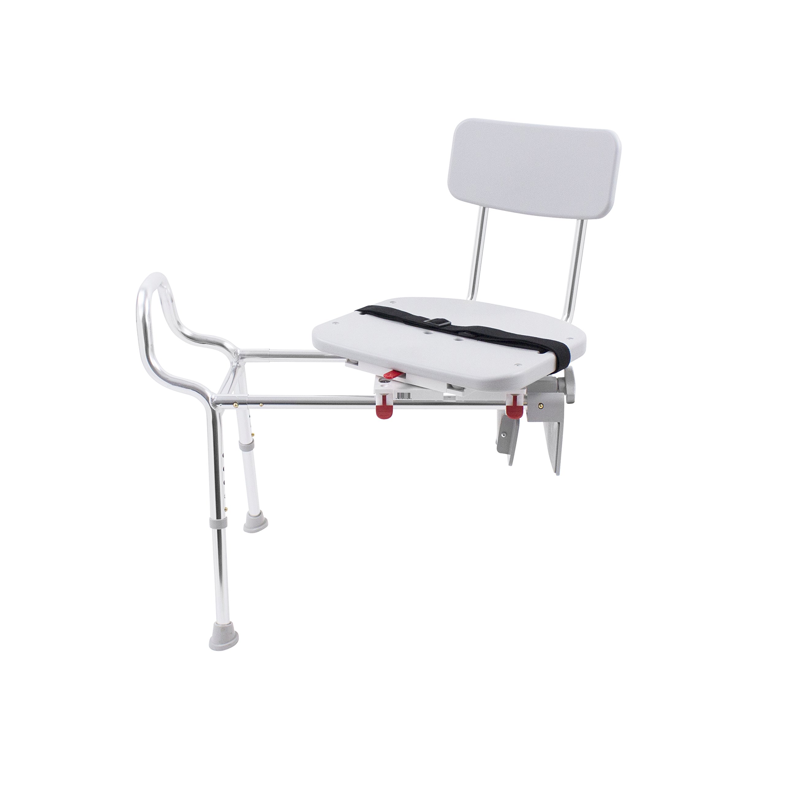 Eagle Health Supplies Tub-Mount Swivel Sliding Shower Transfer Bench with 360 Degree Rotation, Grab Bar & Rust-Resistant Design - Easy No-Tool Assembly for Elderly & Disabled Bathroom Safety