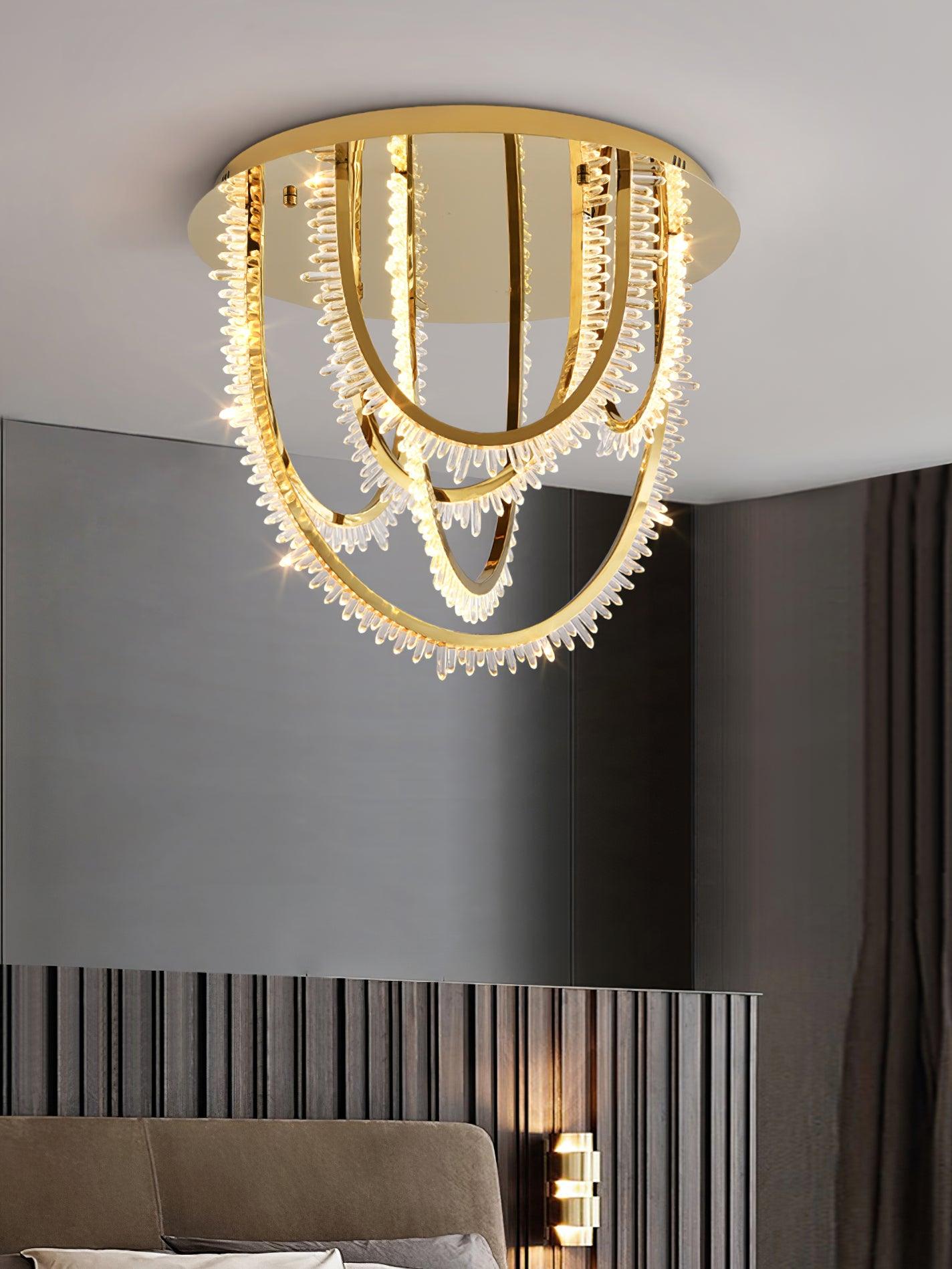 Elegant Crystal Chandelier Ceiling Light - Modern Dangling Pendant Lamp for Dining Room, Bedroom, and Living Room Decor