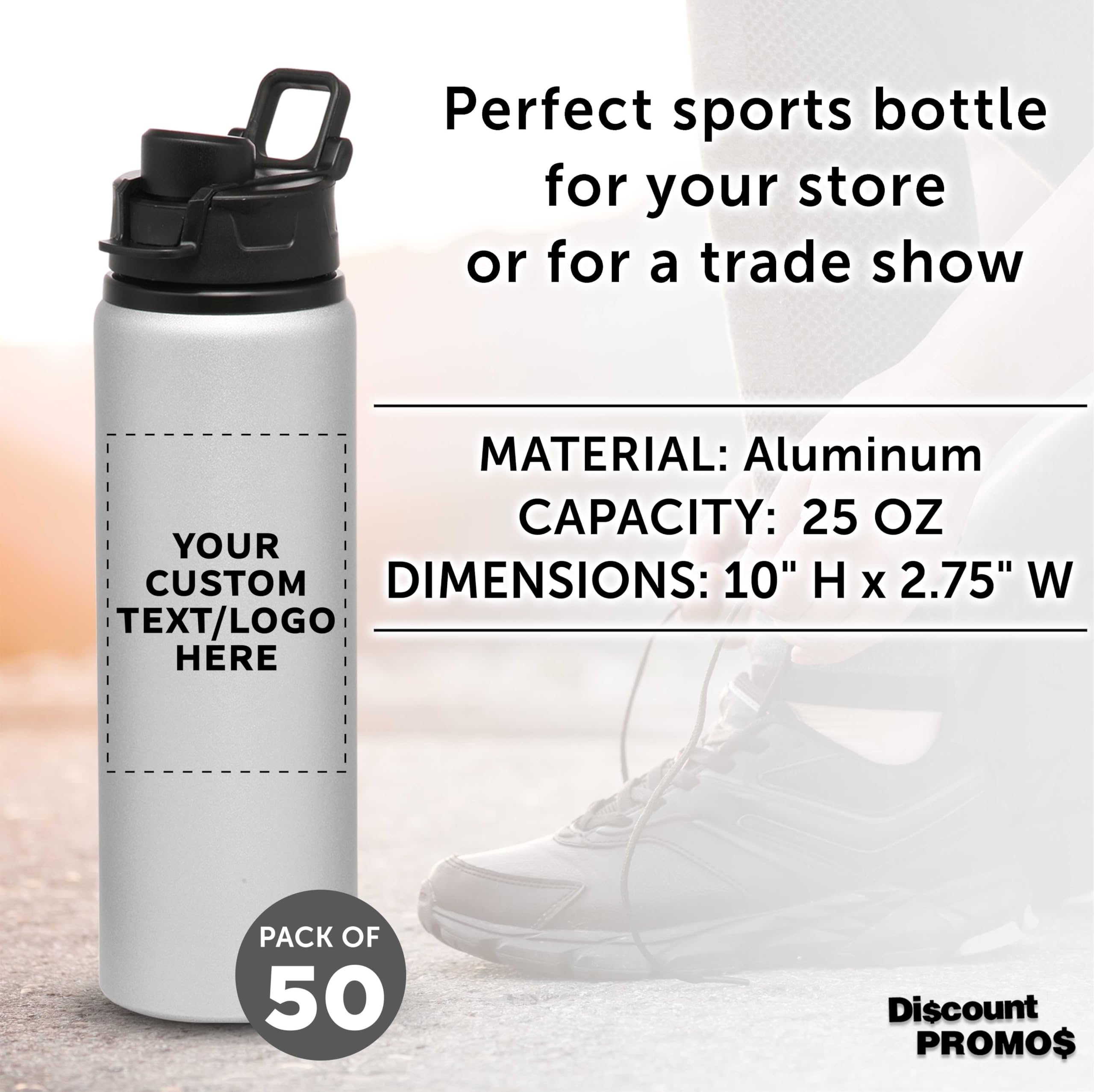 Custom 25oz Aluminum Water Bottles with Snap Lids - Bulk Pack of 50 Personalized Reusable Drinkware - Ideal for Gym, Hiking, Cycling & School - Silver - Perfect for Corporate Gifts, Team Events & Eco-Friendly Promotions