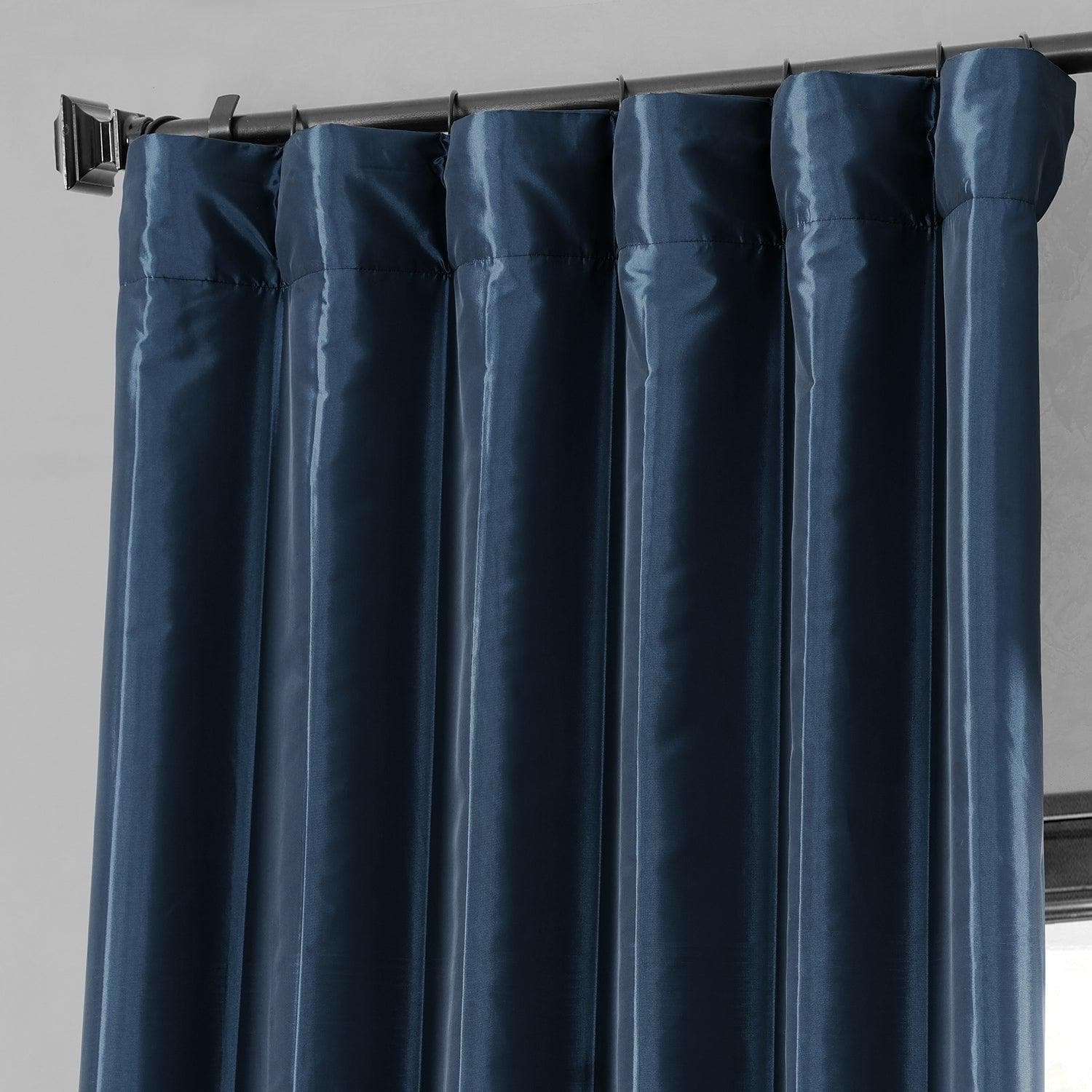 Navy Blue Faux Silk Taffeta Blackout Curtains for Bedroom - Thermal Insulated Window Drapes for Living Room & Nursery, Noise Reducing & Light Blocking (52x84 Inch)