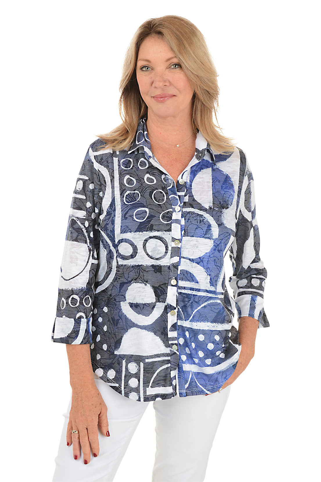 Dottie Button Front Burnout Top for Women - Soft Vintage Style Blouse - Perfect for Casual Outings, Dates & Summer Fashion