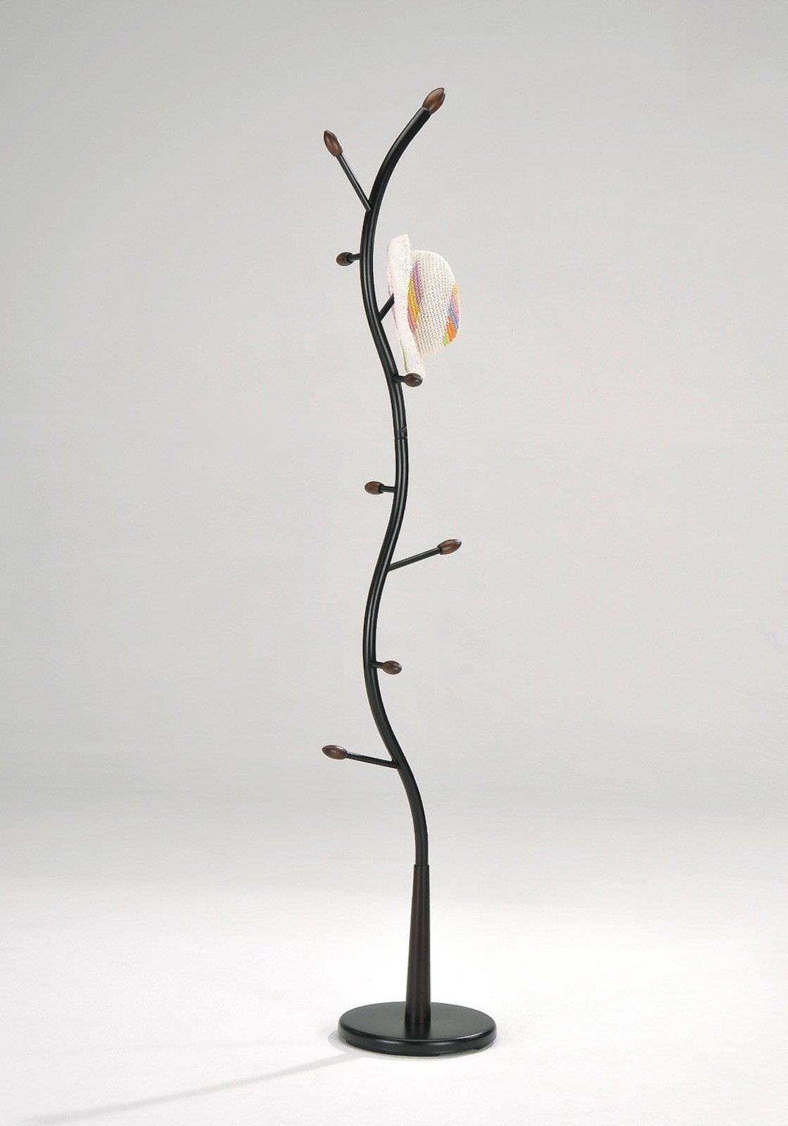 Black Walton Hall Tree - Metal & Wood Coat Rack for Entryway