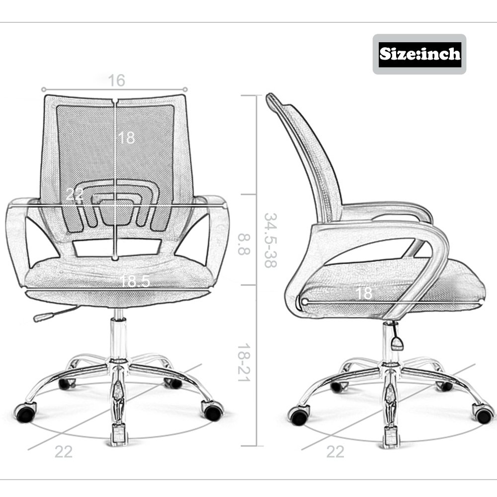 Ergonomic Office Chair with Mesh Back Support - Adjustable Computer Desk Chair for Home & Office Use - Red (Perfect for Long Hours of Work, Gaming, or Studying)