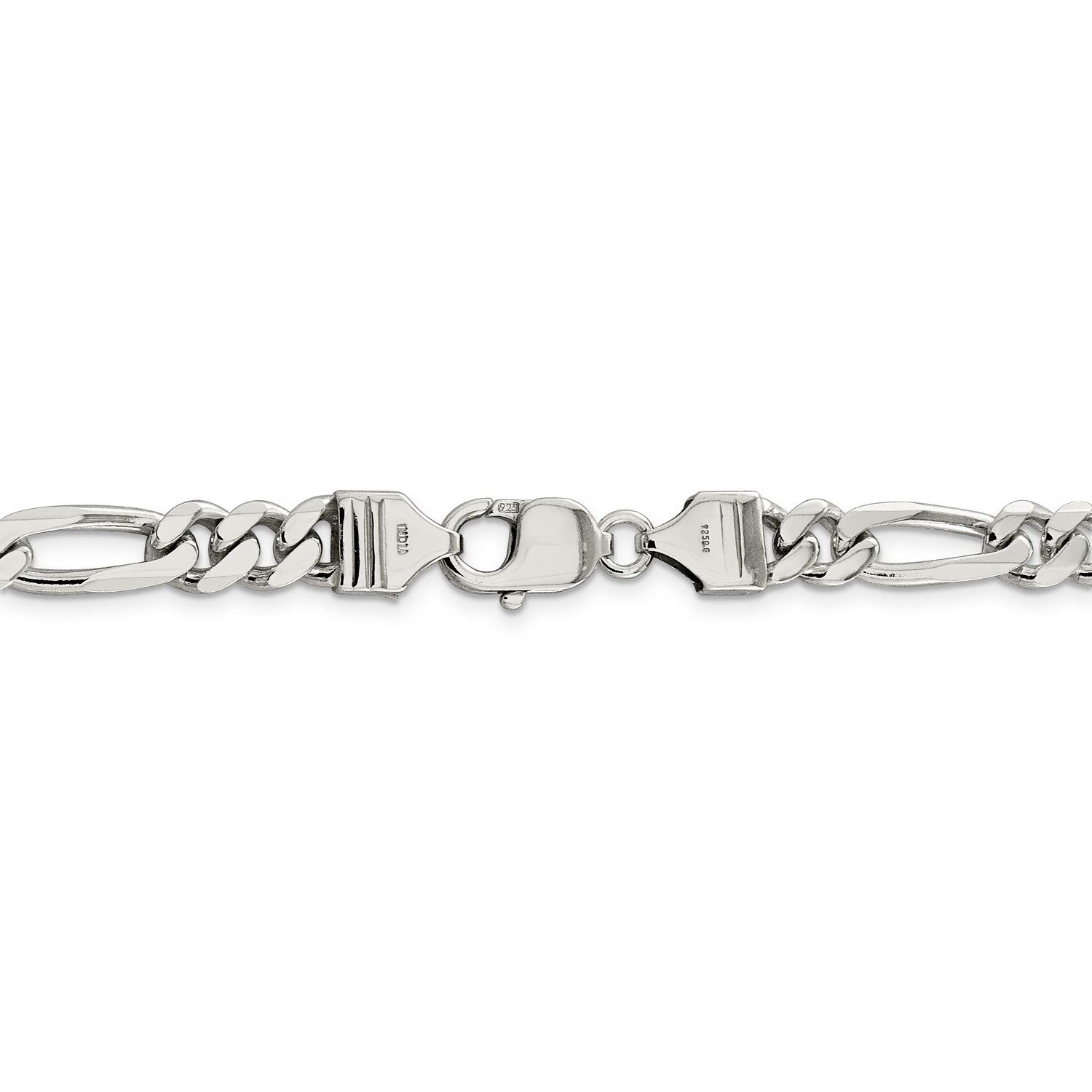 .925 Sterling Silver Large Figaro Chain Necklace, Bracelet or Anklet - Durable & Hypoallergenic Jewelry for Men & Women - Perfect for Gifts, Casual Wear & Special Occasions