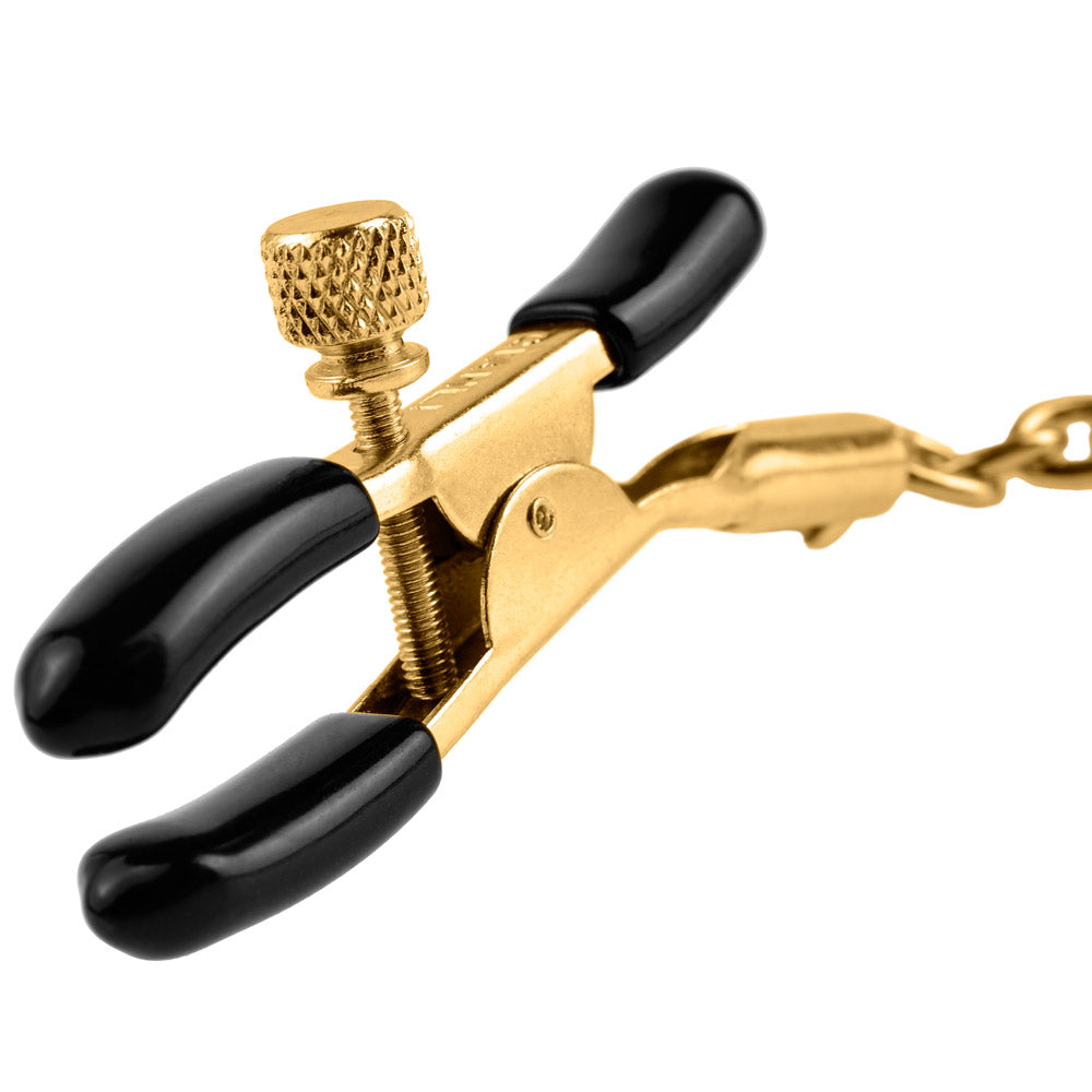 Sensual Gold Nipple Clamps for Adults - Adjustable BDSM Jewelry for Couples Play, Spice Up Your Intimate Moments - Perfect for Roleplay & Sensual Exploration