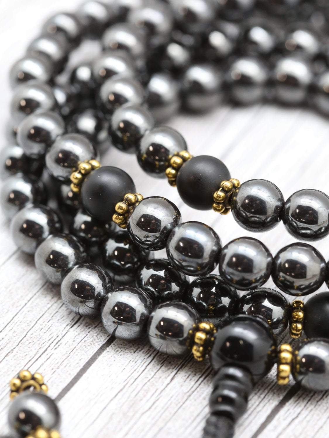 Authentic Hematite Root Chakra Mala Beads - 108 Meditation Prayer Beads for Grounding, Stress Relief & Energy Balancing - Perfect for Yoga, Meditation & Spiritual Healing Practices