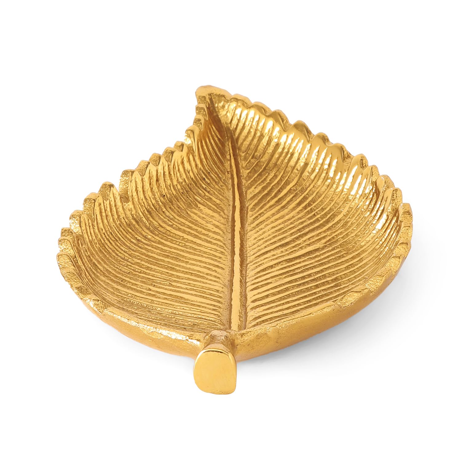 Pure Home & Living Gold Birch Leaf Shaped Serving Platter - Elegant Appetizer Tray for Parties, Weddings, and Holiday Entertaining