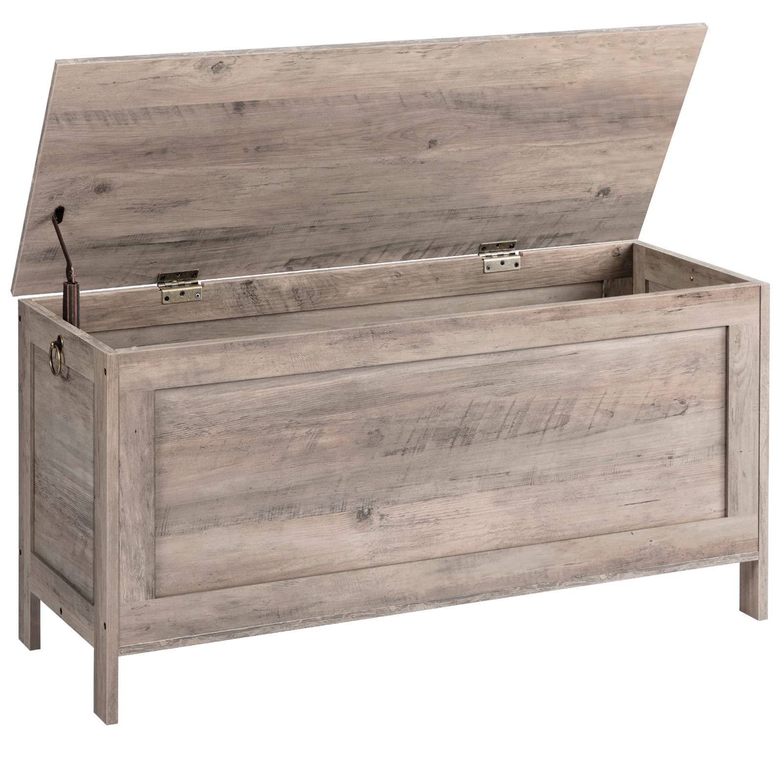 HOOBRO Retro Wooden Toy Storage Box with Safety Hinge - 39.4 x 15.7 x 18.9 Inch Entryway Bench, 220 lb Weight Capacity, Easy Assembly Toy Chest Organizer (Greige) BG100CW01 - Perfect for Kids' Room, Living Room & Nursery Storage