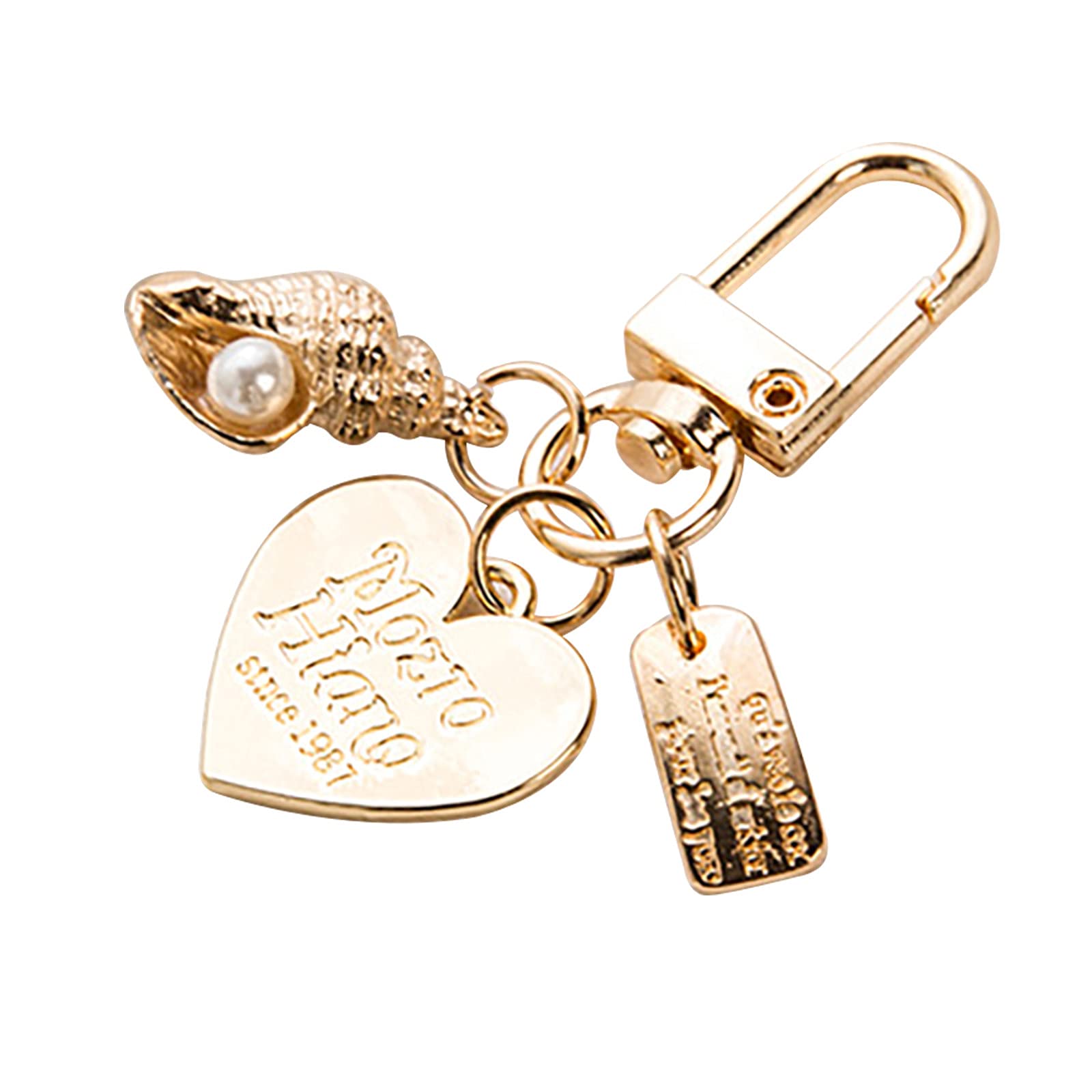 Elegant Charm Shell Pendant Keychain with Pearl & Rhinestones - Stylish Handbag Purse Accessory for Women | Perfect for Key Organization, Gift Giving & Everyday Use