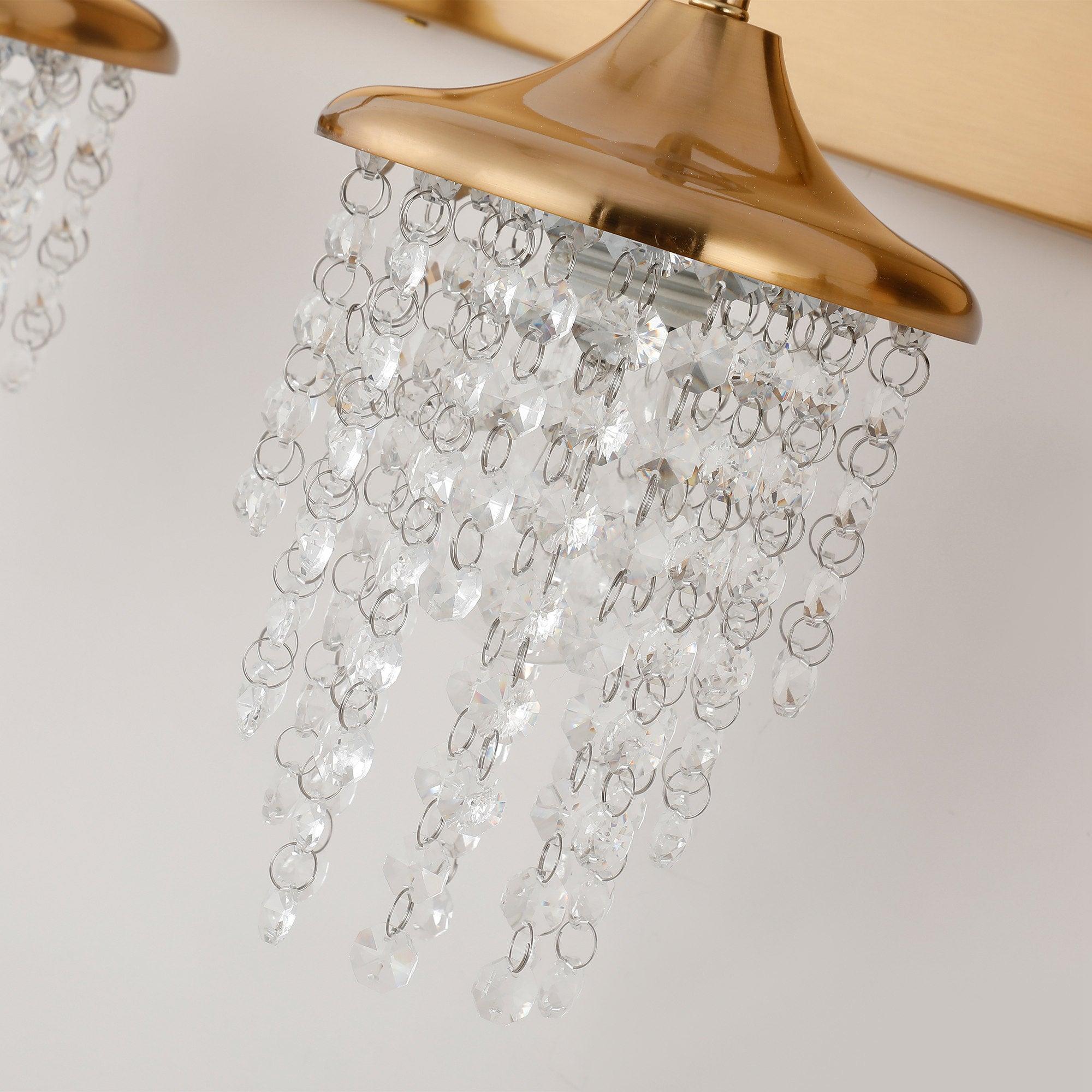Modern 3-Light Golden Wall Sconce with Crystal Accents - Elegant Lighting Fixture for Living Room, Bedroom, or Hallway Decor
