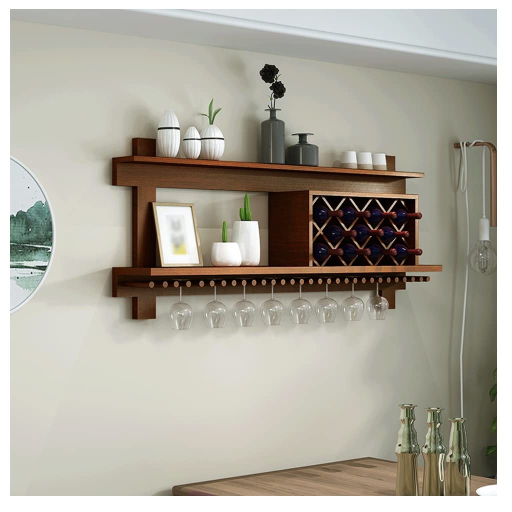 Wall Mounted Wine Rack - Wooden Glass Holder for Kitchen & Bar Decor