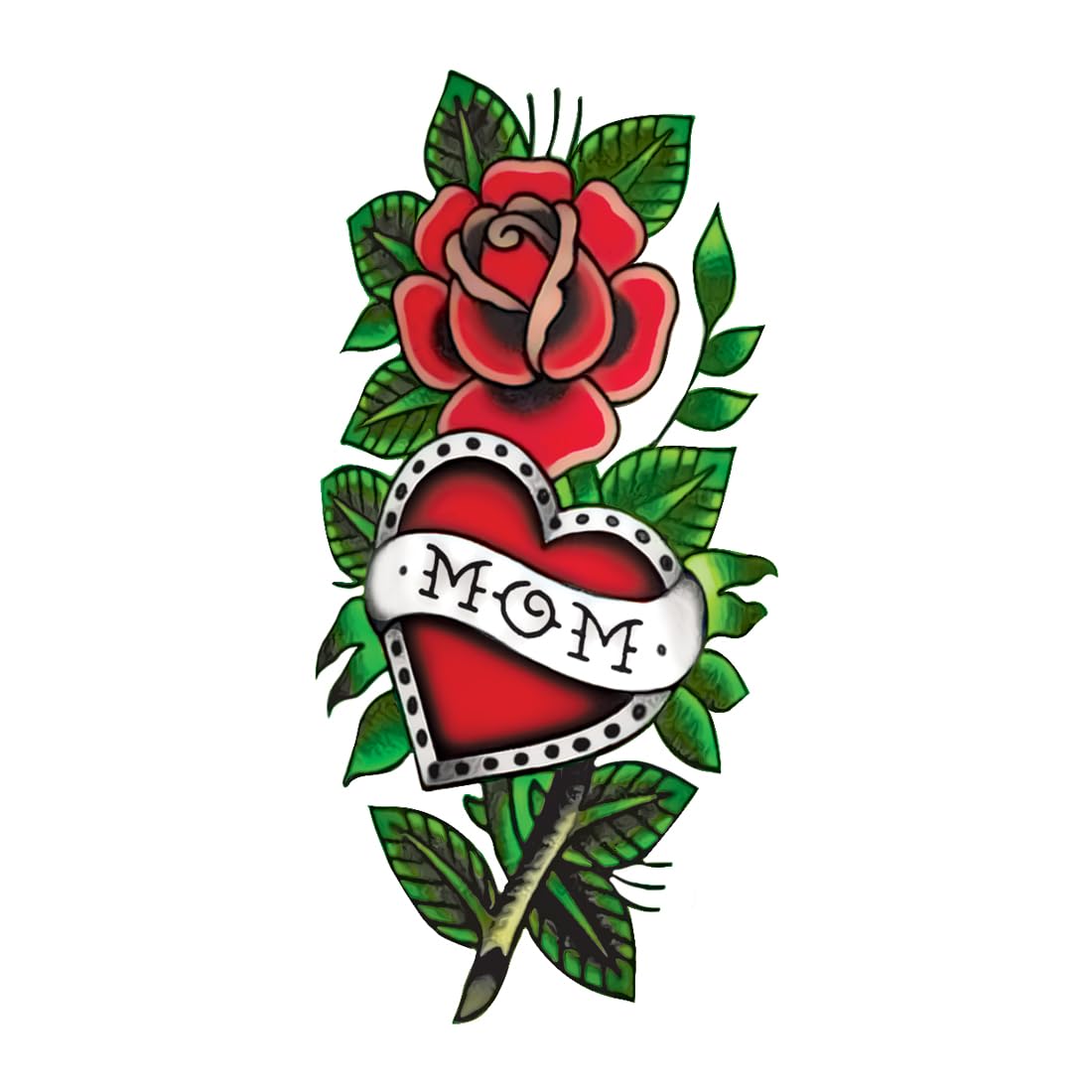Waterproof Temporary Tattoo - Mom With Heart & Wings Combo (Pack of 4) | Long Lasting Fake Tattoos for Mother's Day, Women's Events & Body Art