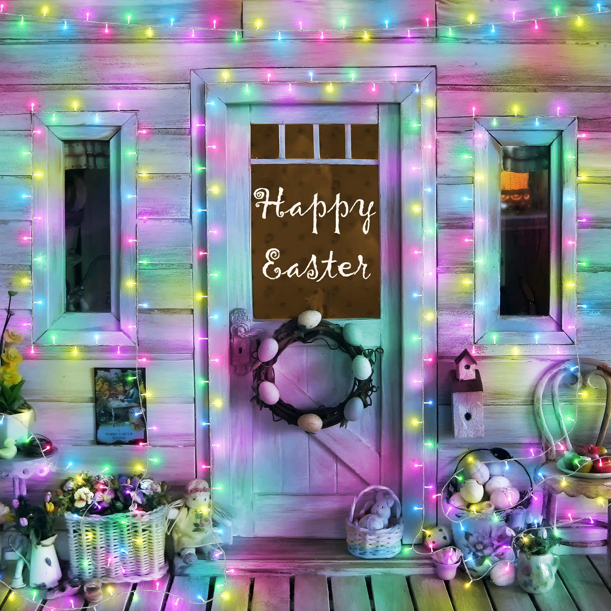Lomotech 100 LED Easter Lights Battery Operated - 33ft Waterproof String Lights with Timer (2 Pack) for Home Decor, Garden Party, Holiday Tree Decoration | Indoor & Outdoor Christmas, Wedding, Patio Lighting