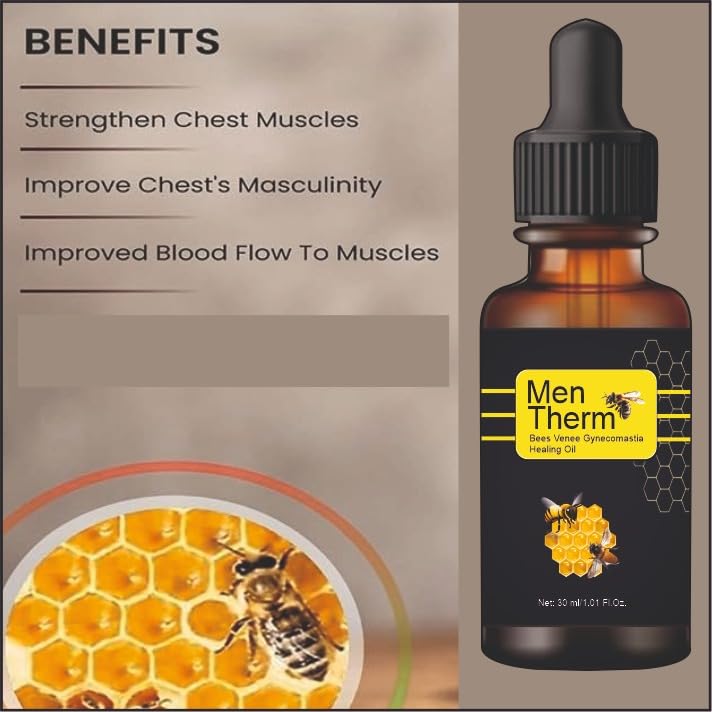 Gabana Men's Therm Bees Venee Heating Oil - 30ml Bottle for Muscle Pain Relief & Warmth - Perfect for Massage, Aromatherapy & Cold Weather Comfort