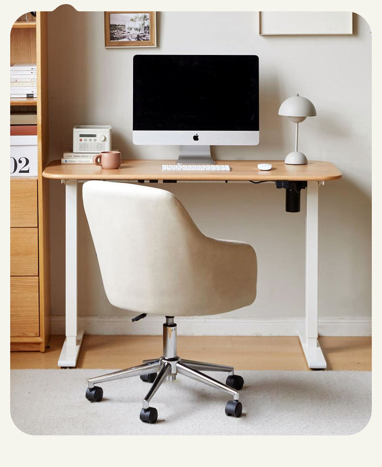 Ergonomic Beech Solid Wood Smart Electric Height Adjustable Standing Desk - Perfect for Home Office, Gaming & Workspace Productivity