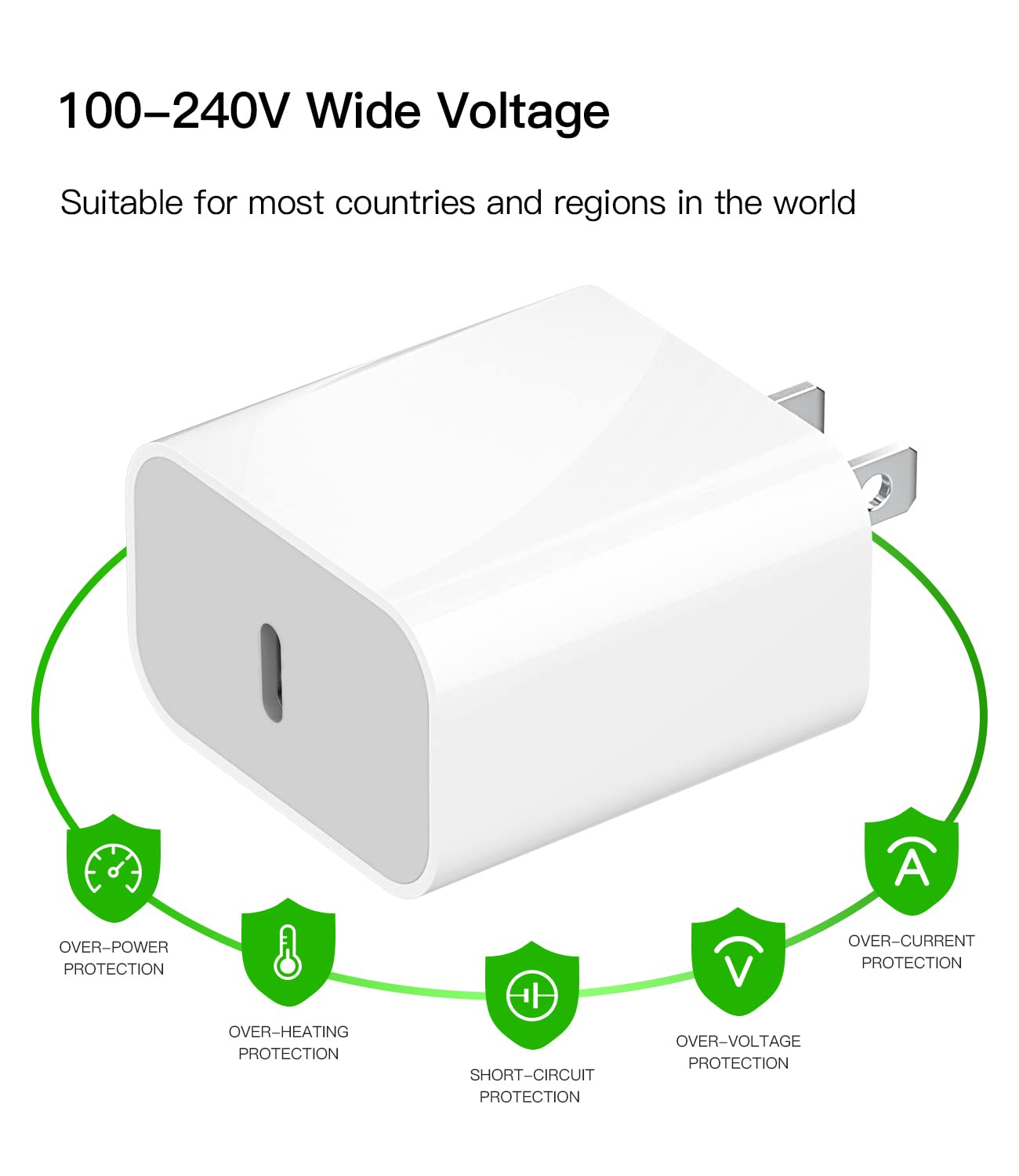 20W USB C Fast Charger Block with 5ft Cable - PD Quick Charge Adapter Compatible with iPhone 11/12/Pro/Max/Mini/XS/XR/X/8 Plus, iPad, AirPods - Perfect for Home, Office & Travel Charging