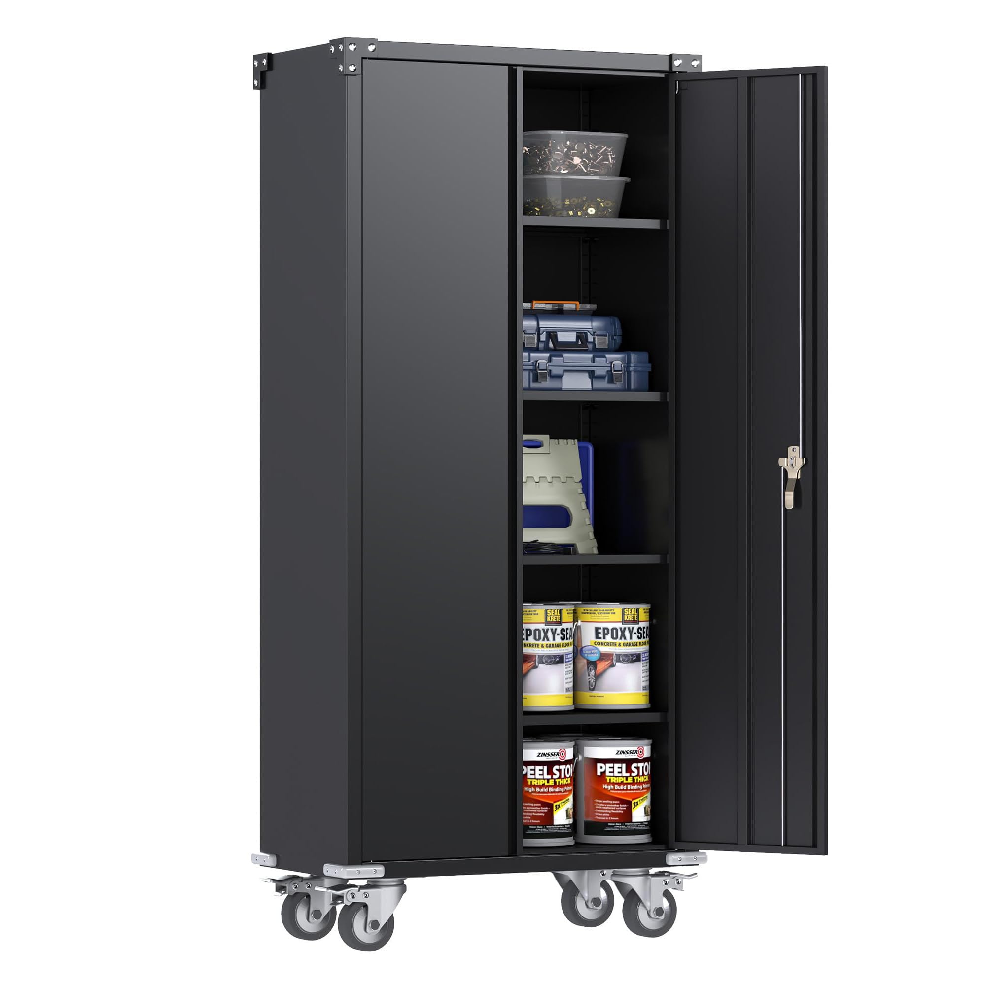 Heavy-Duty Metal Rolling Cabinet with Wheels - 72