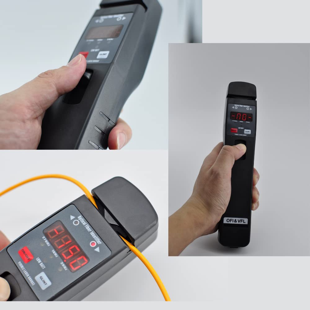 TMOFI-401 Live Fiber Optical Identifier with Visual Fault Locator - Compatible with 0.25mm, 0.9mm & 3.0mm Fibers - No Clamp Block Replacement Needed - Perfect for Network Maintenance & Fiber Optic Cable Testing