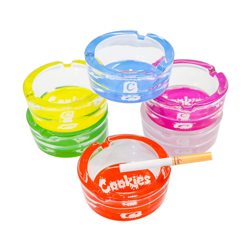 65mm Thick Glass Cookies Ashtray - Decorative Smoking Accessory for Cigars, Cigarettes & Weed | Perfect for Home, Office & Outdoor Use