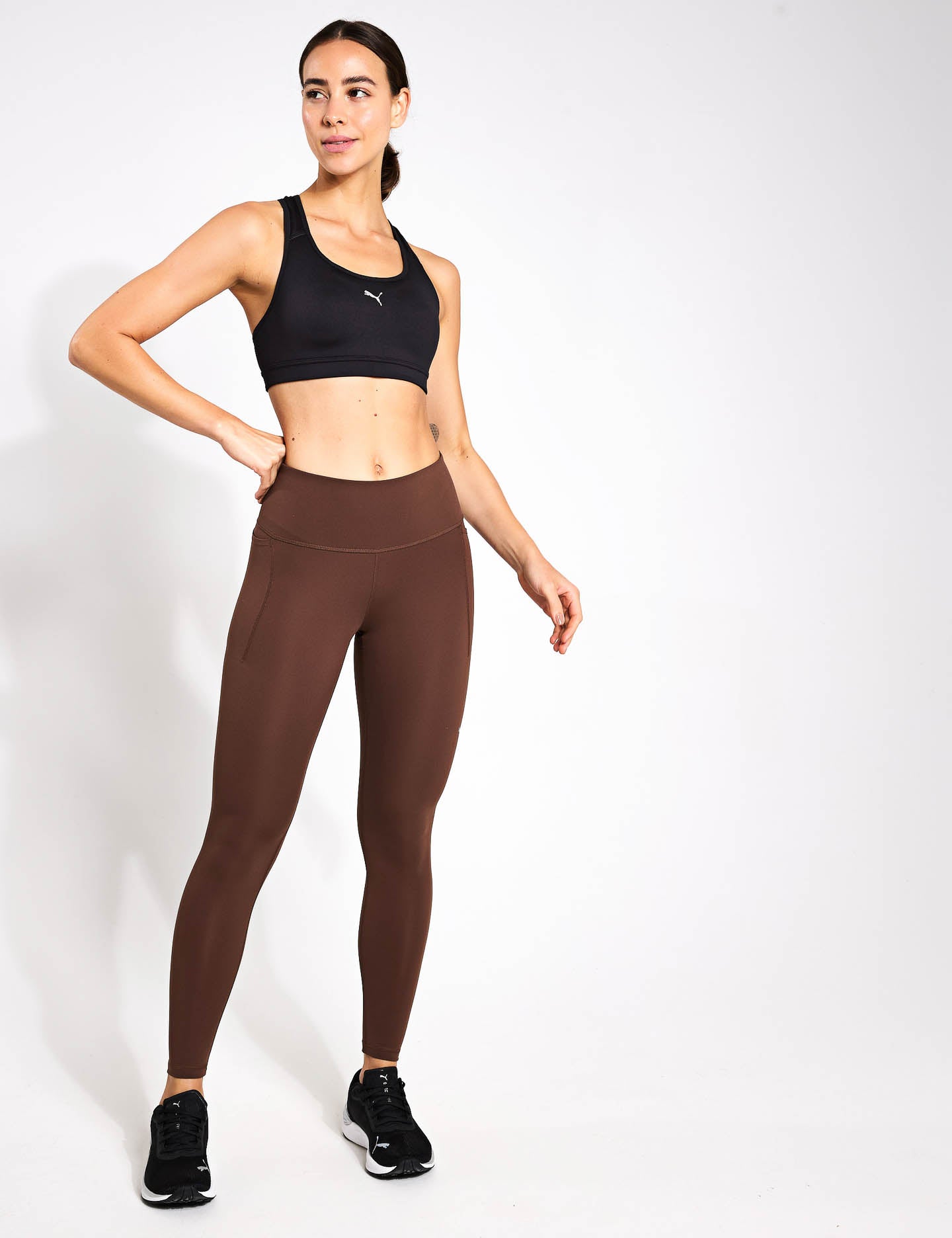 Cloudspun High Waisted Full Length Tights for Women - Soft Comfortable Yoga Pants in Espresso Brown - Perfect for Workouts, Lounge & Everyday Wear