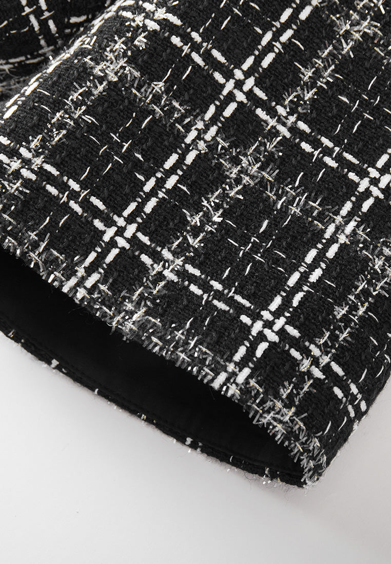 Stylish Scallop Trim Checked Patch Pocket Dress for Women - Perfect for Office, Parties & Casual Outings