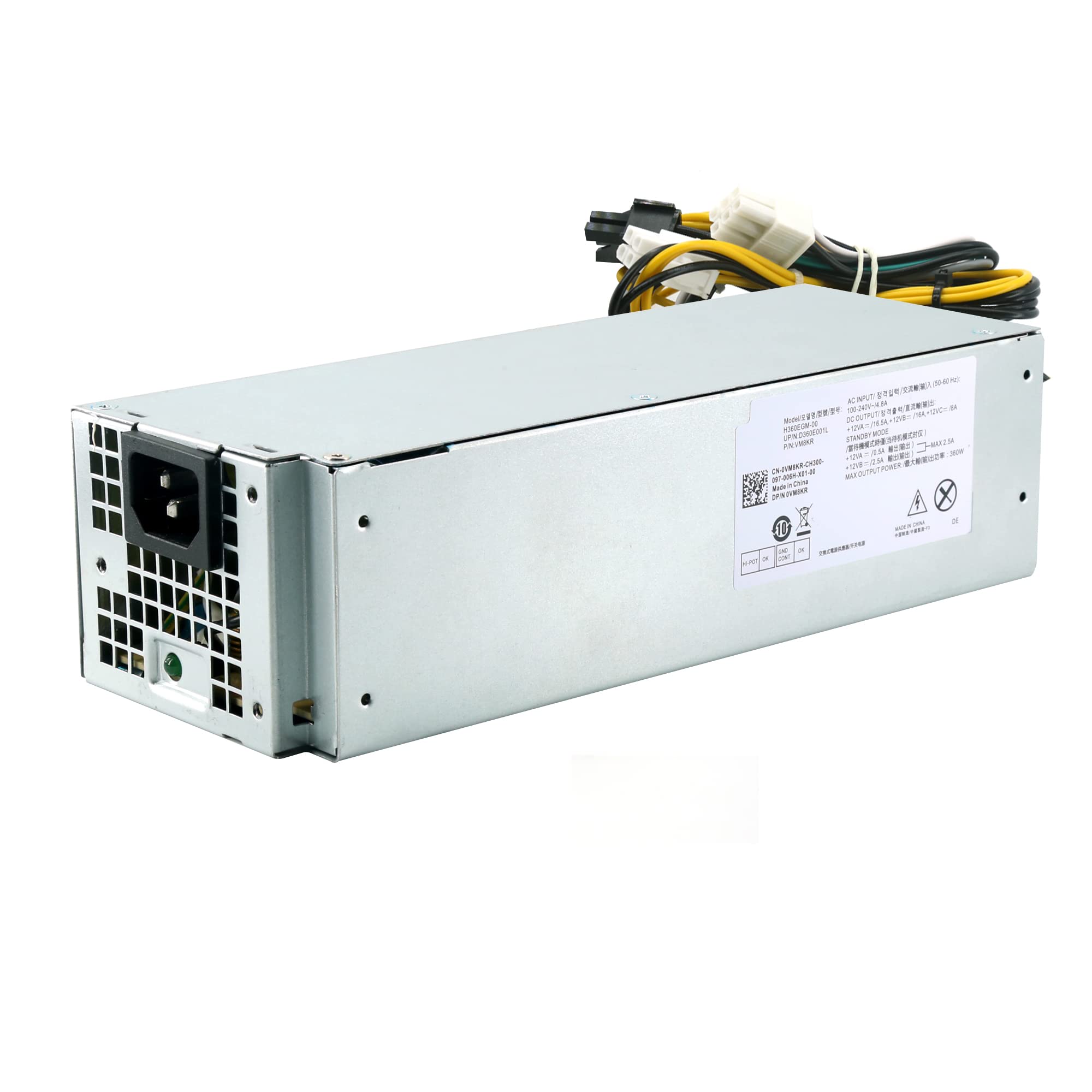 360W Dell Optiplex 3050 7050 7060 MT Power Supply - Compatible with Vostro 3668 3669 SFF (H360EGM-00 L360EGM-00 0VM8KR 8HKG7) - Replacement PSU for Office & Home Desktop Computers