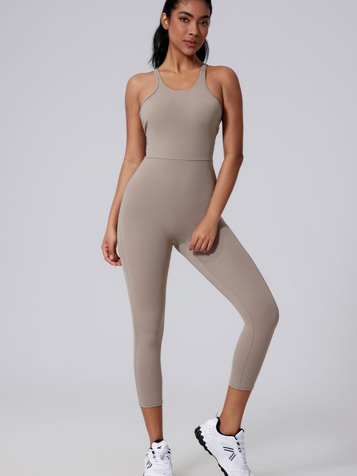 ZASUWA Women's V-Neck Cross Back Backless Bodycon Jumpsuit - Slimming Hip Lift Design for Evening Party, Clubwear & Night Out
