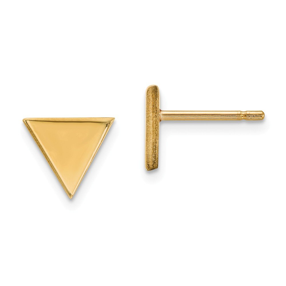14K Solid Yellow Gold Triangle Post Stud Earrings for Women - 8mm Minimalist Geometric Studs for Everyday Wear, Gifts & Special Occasions