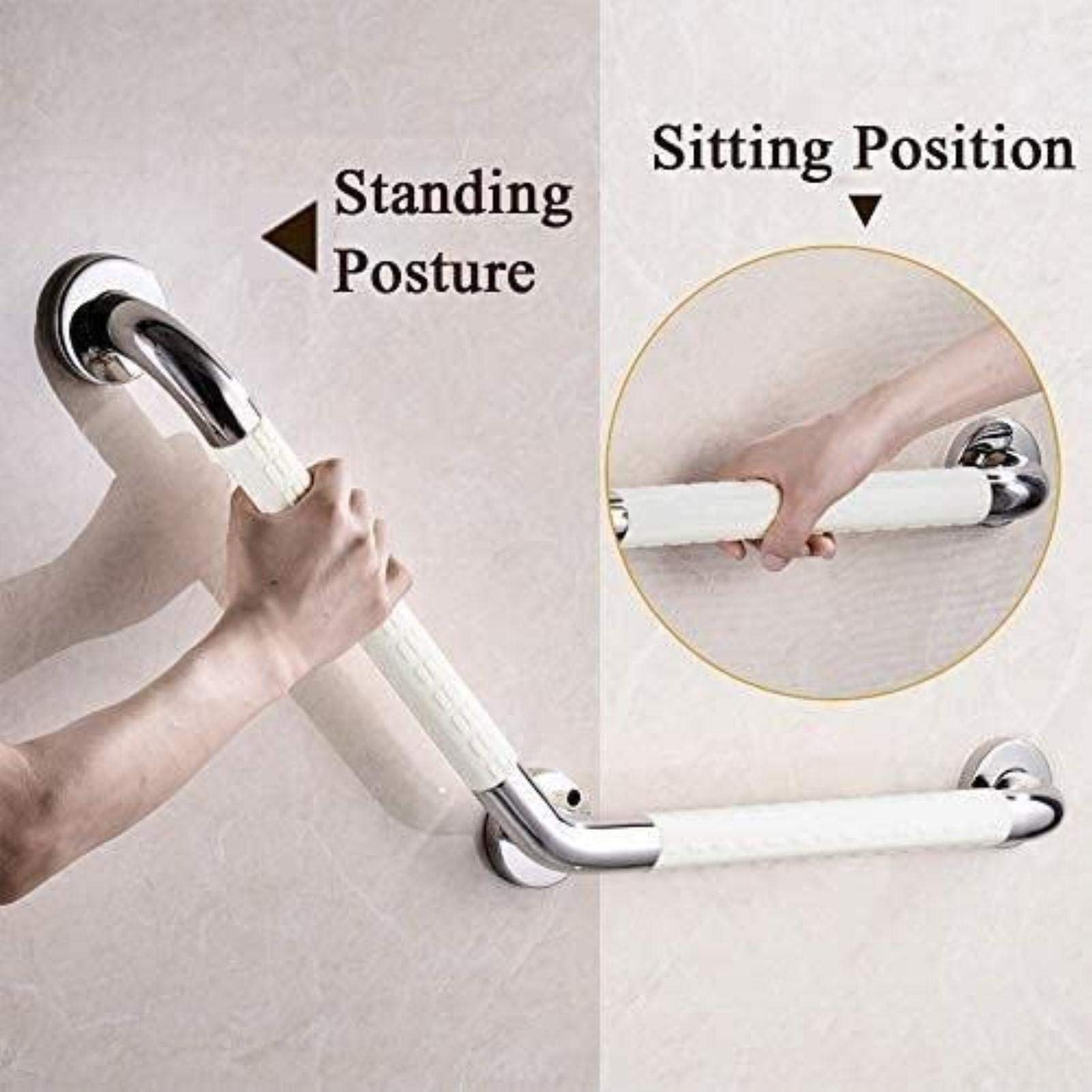 Anti-Slip Bathroom Grab Bar - Sturdy Bathtub & Shower Safety Rail with Non-Slip Grip - ADA Compliant Handrail for Elderly & Disabled - Perfect for Toilet, Shower & Bath Accessibility Needs