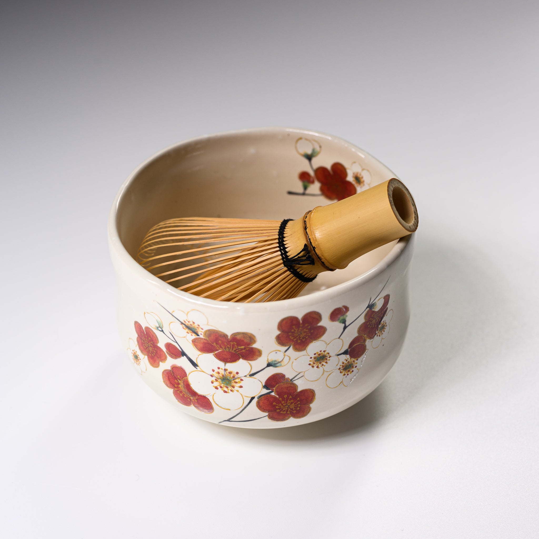 Premium Mini Matcha Bowl - Handcrafted Ceramic Tea Cup with Spring Plum Blossoms Design | Perfect for Japanese Tea Ceremony, Zen Meditation & Home Decor