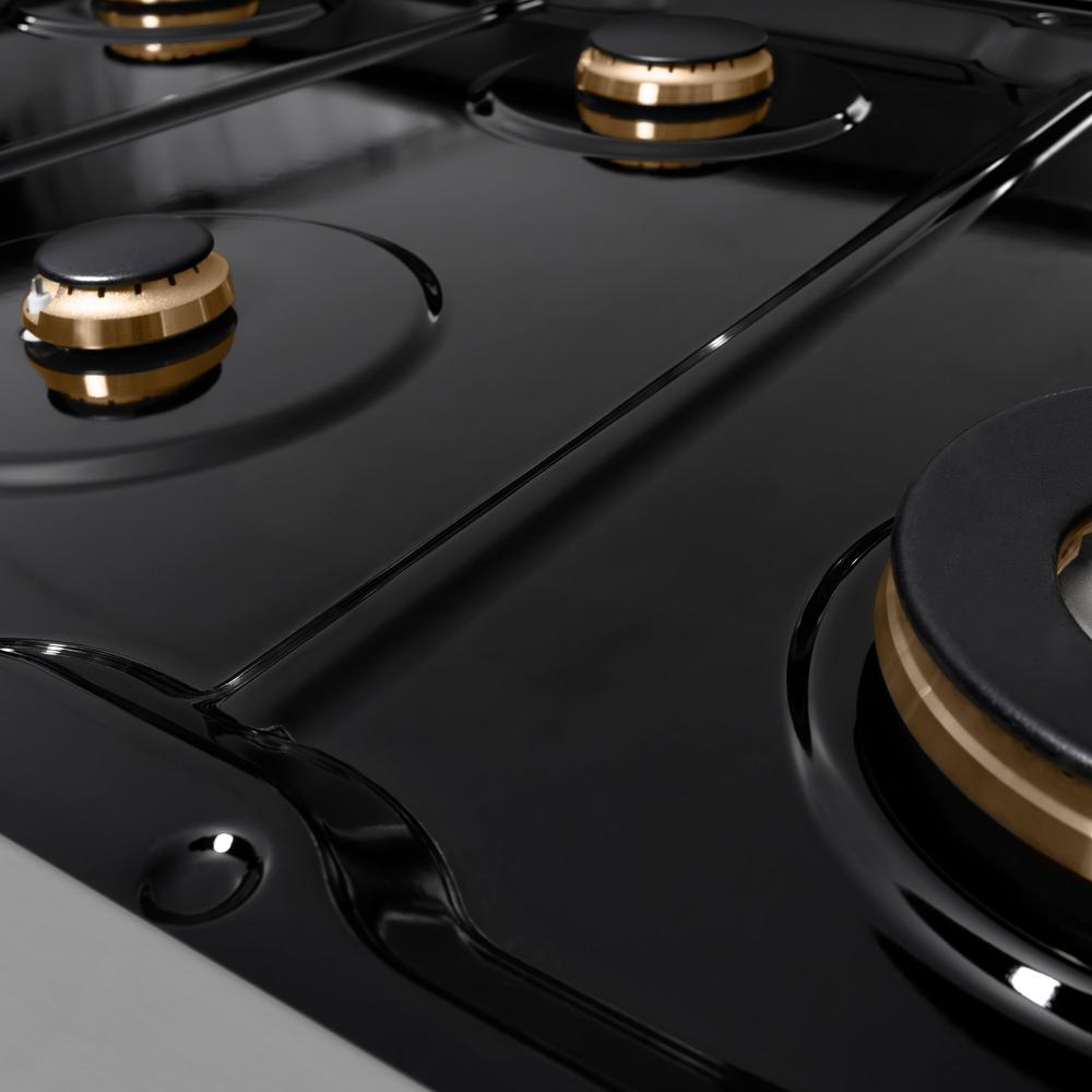 ZLINE 48-Inch Stainless Steel Gas Rangetop with 8 Brass Burners & Porcelain Cooktop - SRT BR 48 | Professional Kitchen Range for Home Chefs & Restaurants