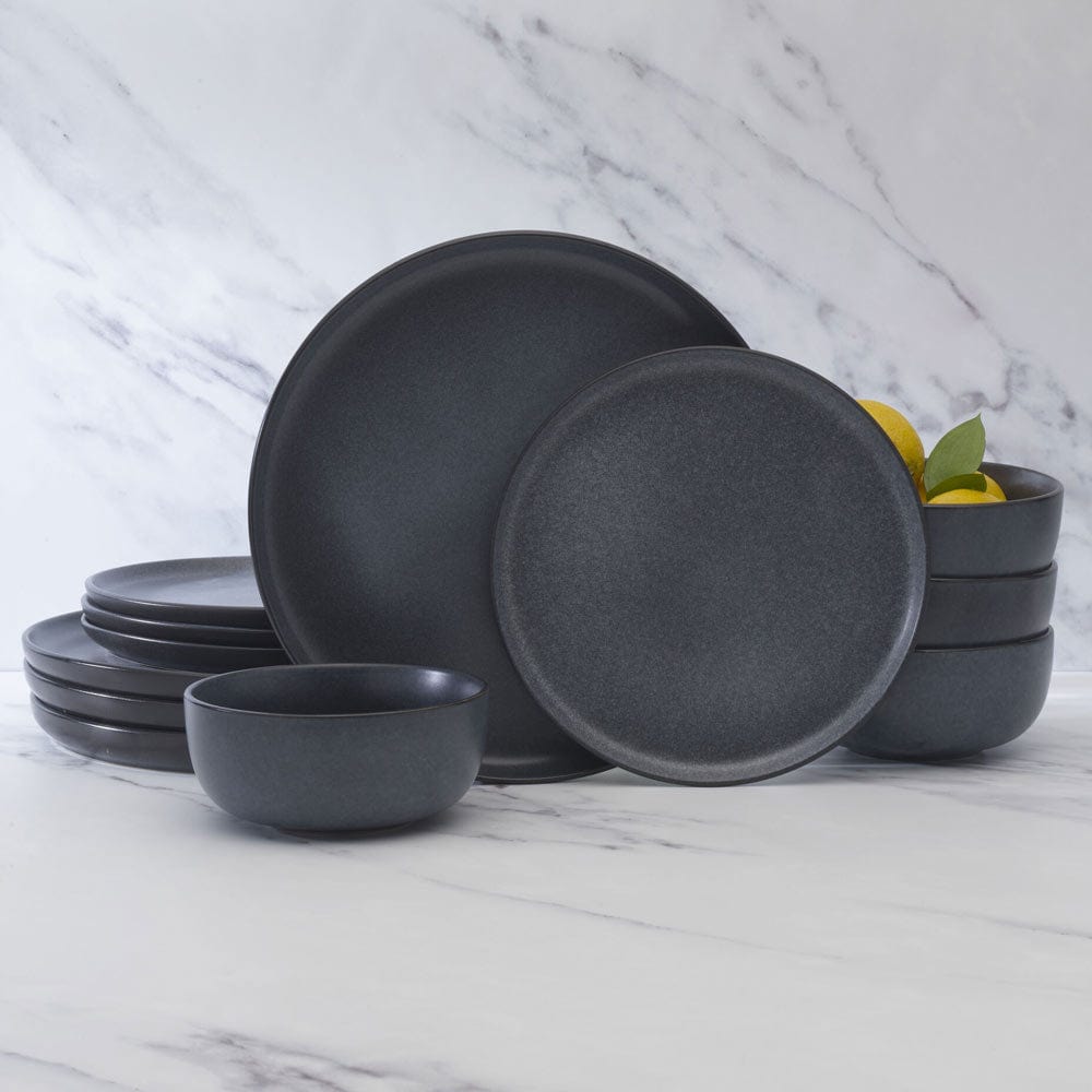 Mayer 12-Piece Dinnerware Set - Porcelain Plates, Bowls & Mugs for 4 People - Elegant Dinnerware for Family Meals, Dinner Parties & Holiday Gatherings