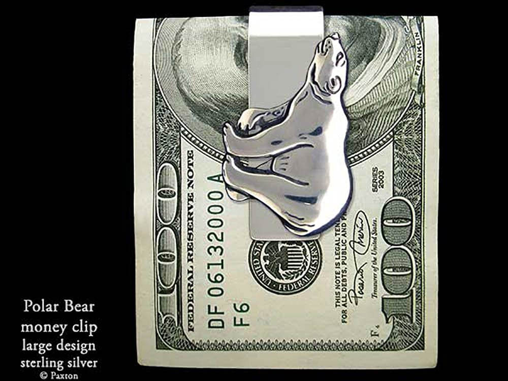 Handcrafted Solid Sterling Silver Polar Bear Money Clip - Unique Carved & Cast Design for Men's Wallets | Perfect Gift for Nature Lovers & Outdoor Enthusiasts
