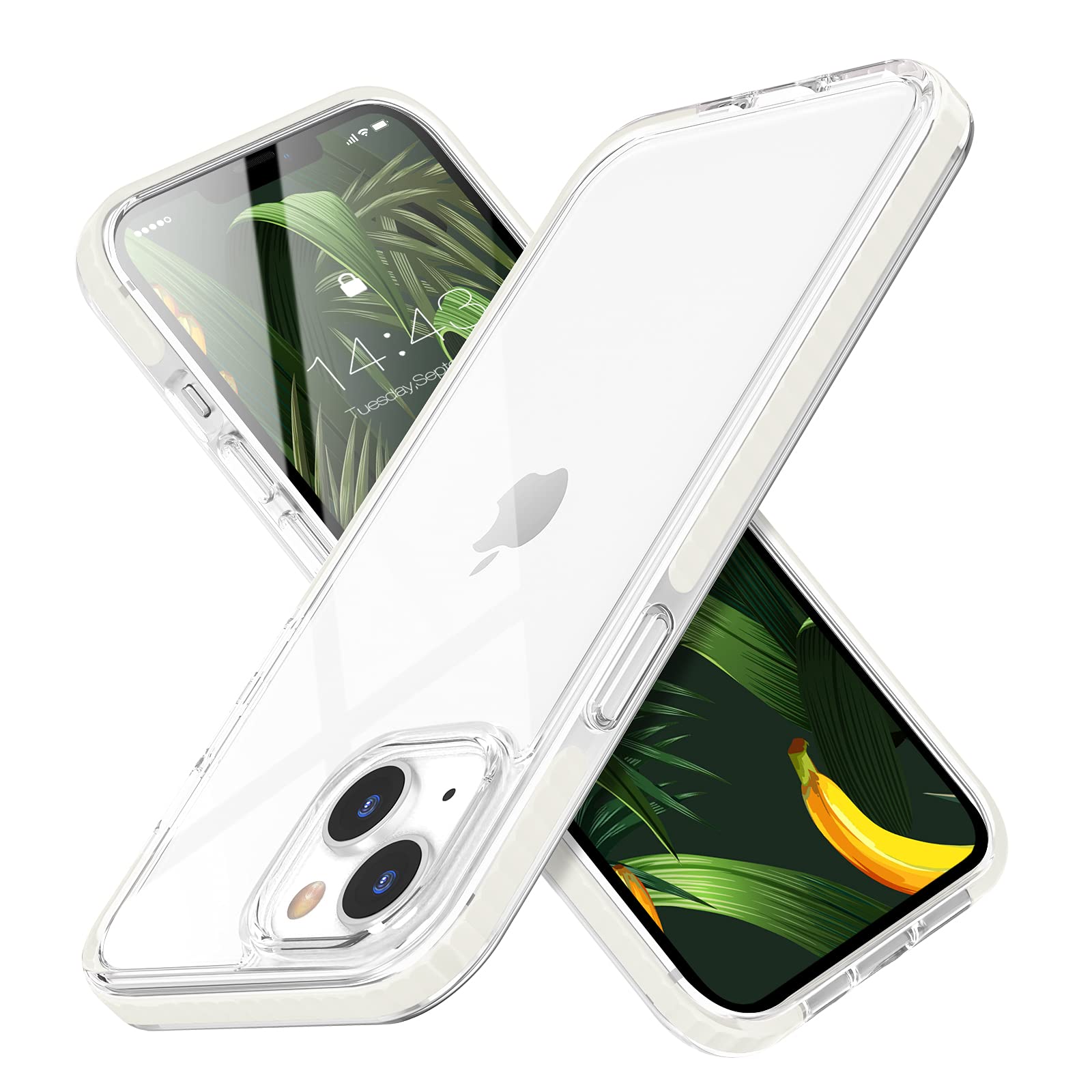 MATEPROX iPhone 13 Case [6.1 Inch 2021 Model] - Ultra Thin Crystal Clear Transparent Cover with Shockproof Bumper - Perfect for Everyday Protection & Showcasing Your Phone Design (White) - Ideal for Work, Travel and Daily Use