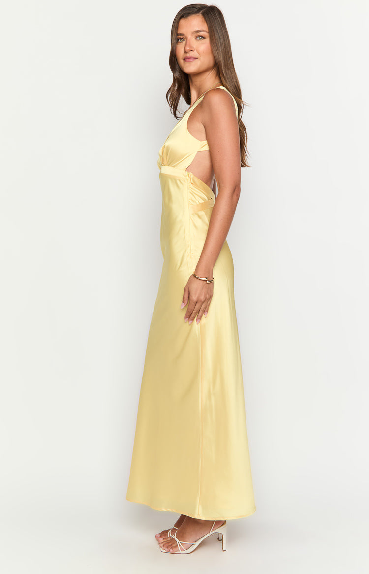 Andison Women's Yellow Maxi Dress - Flowy Long Summer Dress with Pockets, Casual Boho Beach Dress for Vacation, Party, or Everyday Wear