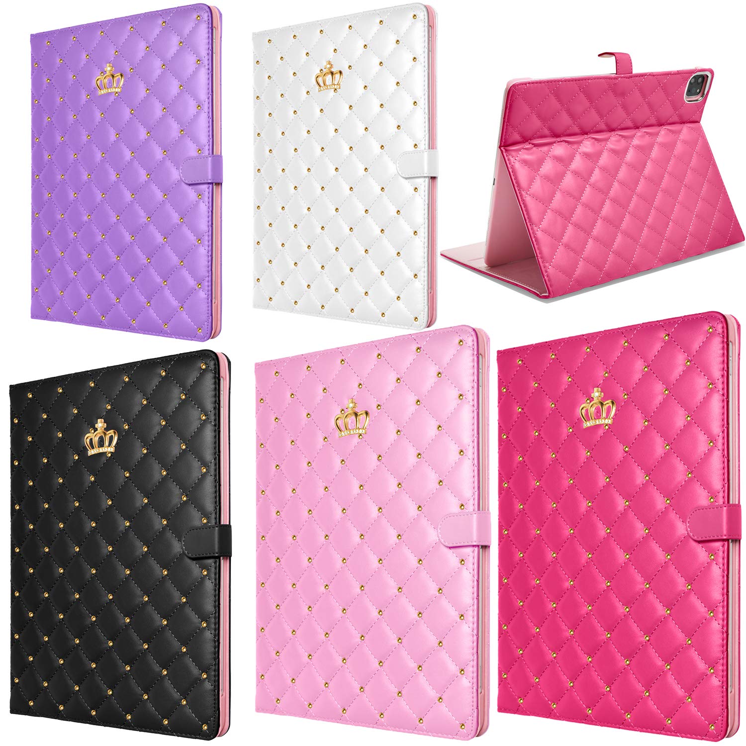 Topwin Cute Crown Case for iPad Air 11-inch M2 & iPad Pro 11 Inch - Bling Diamond PU Leather Smart Cover with Auto Sleep/Wake Function (Black) | Perfect for Work, School & Travel Protection