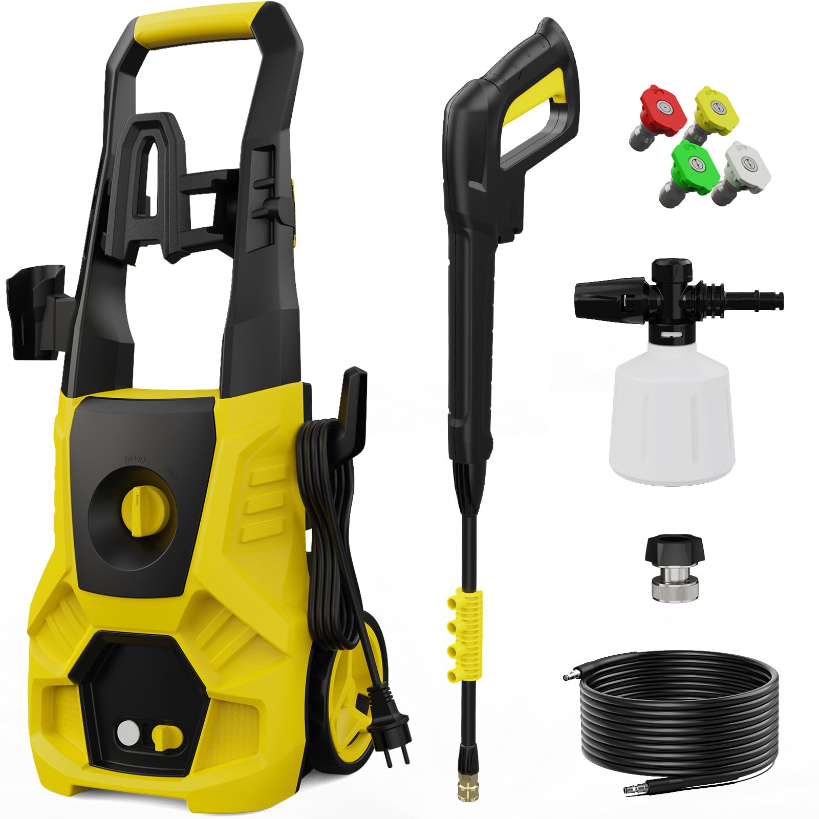 4800 PSI Electric Pressure Washer with Foam Cannon - 3.0 GPM High Power Cleaning Machine, 35FT Cord & 4 Nozzles - Perfect for Cars, Fences, Driveways, Patios and Home Deep Cleaning - Heavy Duty Outdoor & Indoor Cleaning Solution