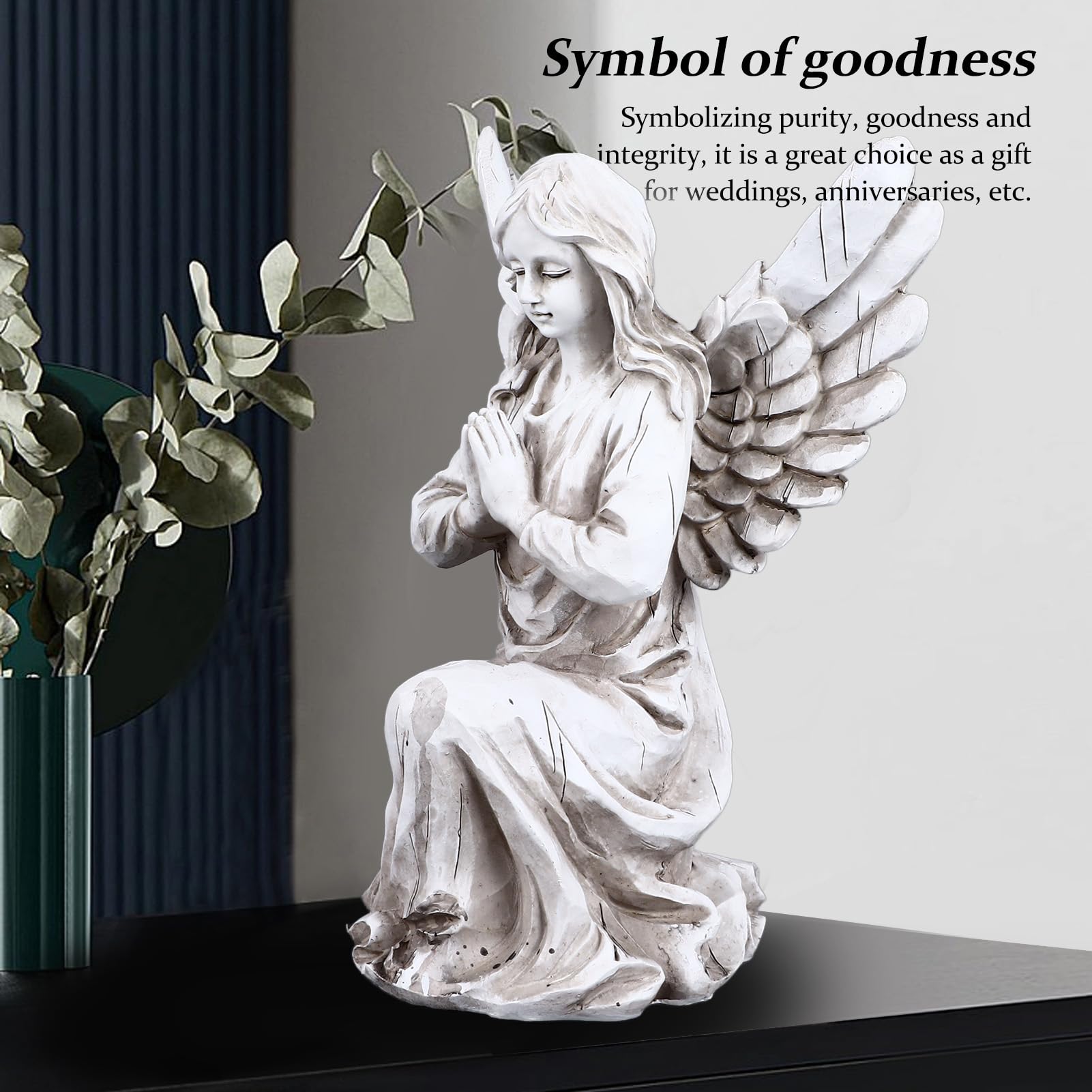 Graceful Angel Garden Statue for Memorial & Grave Decor - Religious Remembrance & Redemption Outdoor Ornament - Perfect for Cemetery, Backyard, and Garden Memorial Stones