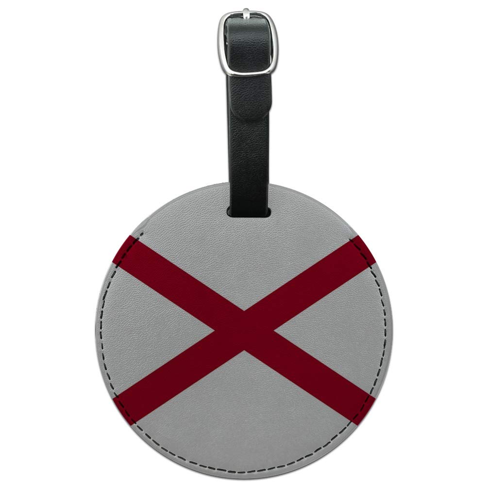 Alabama State Flag Round Leather Luggage Tag - Personalized Suitcase ID Tag for Travel Bags, Carry-Ons & Backpacks - Perfect for Travel Identification & Gift Giving