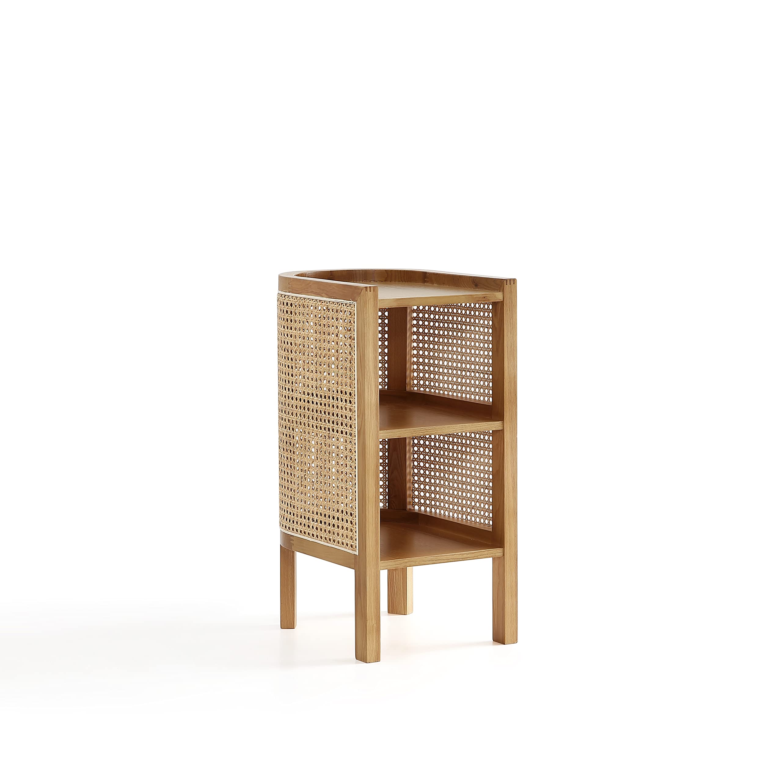 Versailles Rattan Bedside Table with 2 Shelves - Natural Cane End Table for Living Room, Bedroom & Home Office - Perfect for Storing Books, Lamps & Decor by Your Sofa or Bed
