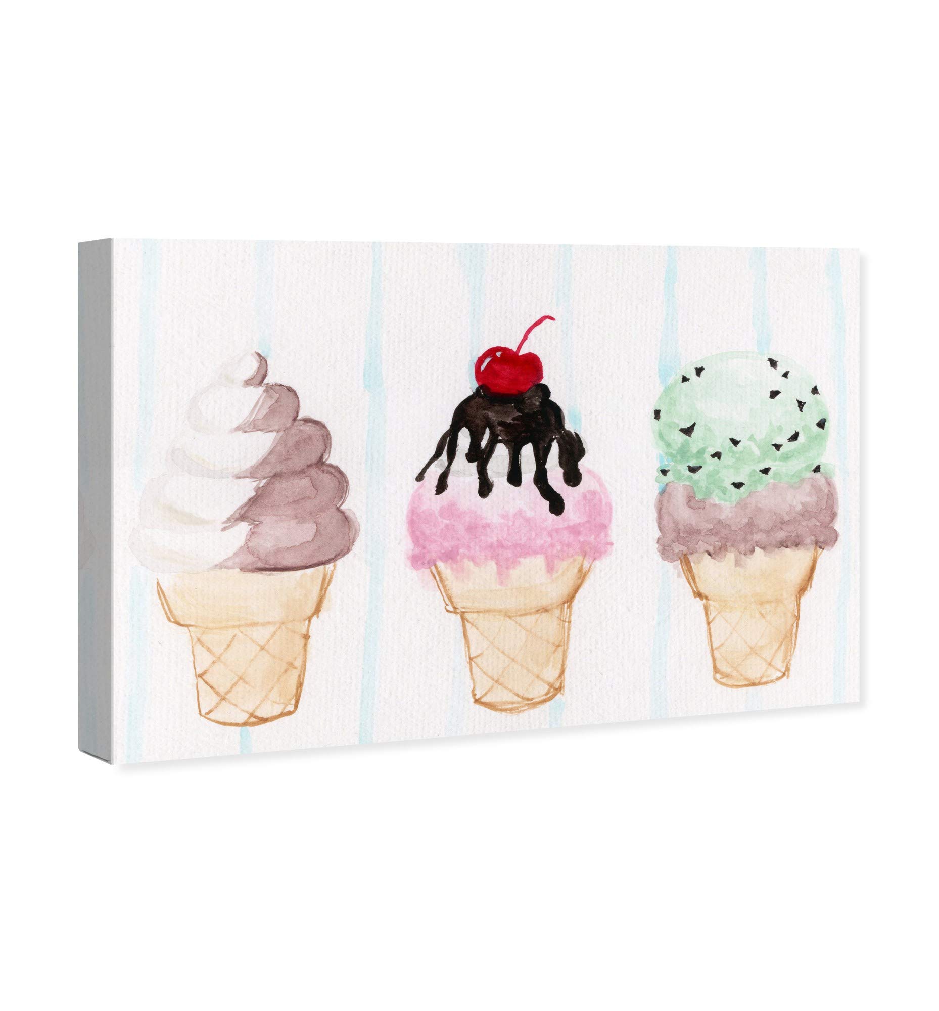 Wynwood Studio Ice Cream & Milkshakes Wall Art Canvas Print - 20x30 Inch Pink & White Food-Themed Home Decor for Kitchen, Diner, or Bedroom