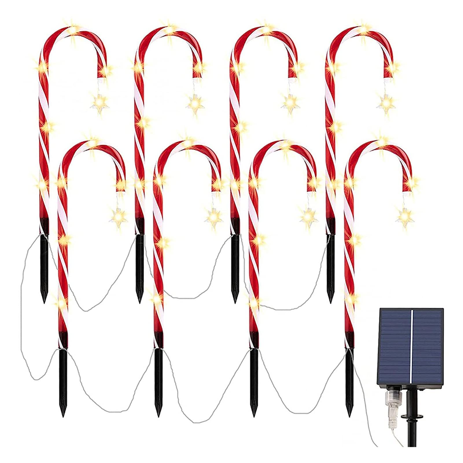 Solar Christmas Candy Cane Lights - Outdoor Waterproof Holiday Decorations for Yard, Lawn & Indoor Use (32x13x2cm, Red) - Perfect for Christmas Tree, Pathway, Garden & Party Decor