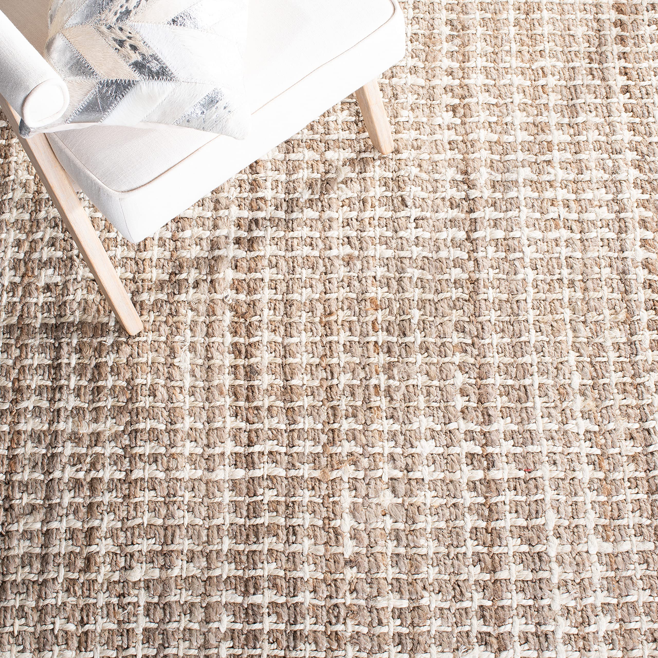 SAFAVIEH Natural Fiber Handmade Jute Area Rug - 8' x 10', Boho Farmhouse Woven Design for Living Room & Bedroom | Durable & Stylish for High Traffic Areas | Eco-Friendly Home Decor (NF188A)