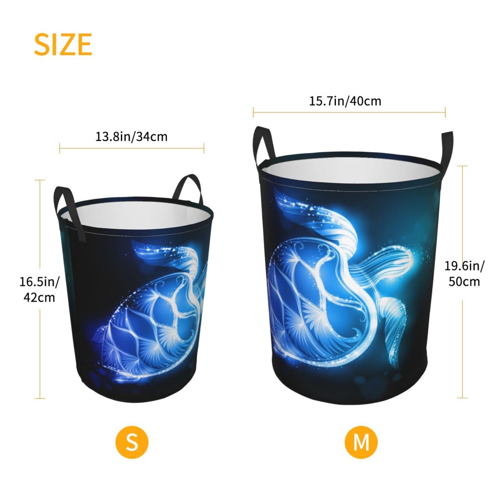 Abstract Fantasy Ocean Sea Turtle Collapsible Laundry Basket with Handle - Waterproof Fabric Hamper for Dirty Clothes, Toys & Bathroom Storage - Large Foldable Organizer Bin for Home, Dorm & Laundry Room